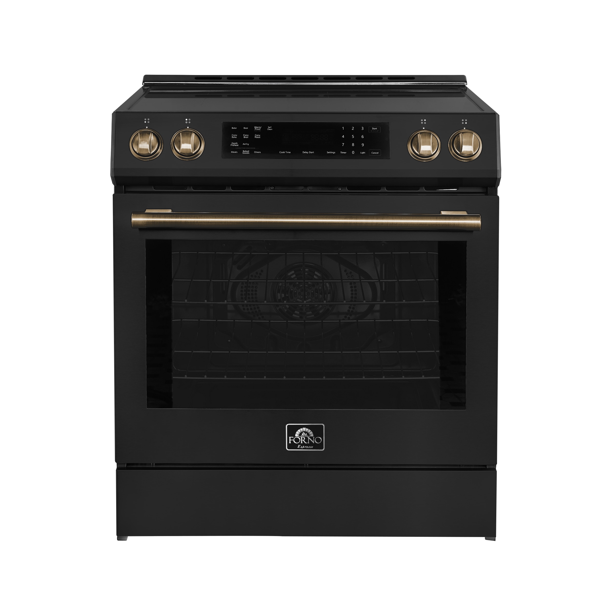 Horno de Inducción Deslizable con Horno de Convección de Aire Freidora de 5 pies cúbicos, 4 quemadores de 30 pulgadas (Negro)