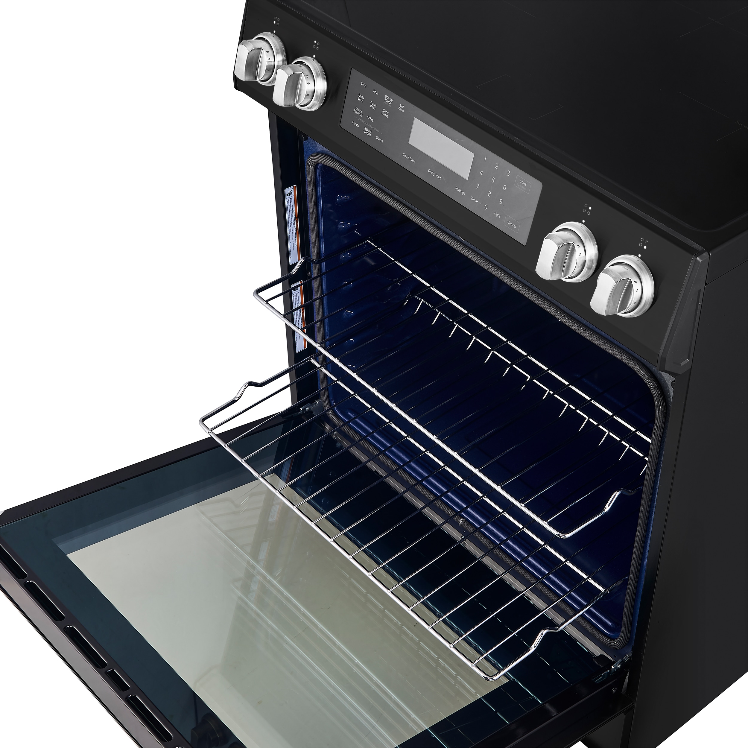 Horno de Inducción Deslizable con Horno de Convección de Aire Freidora de 5 pies cúbicos, 4 quemadores de 30 pulgadas (Negro)