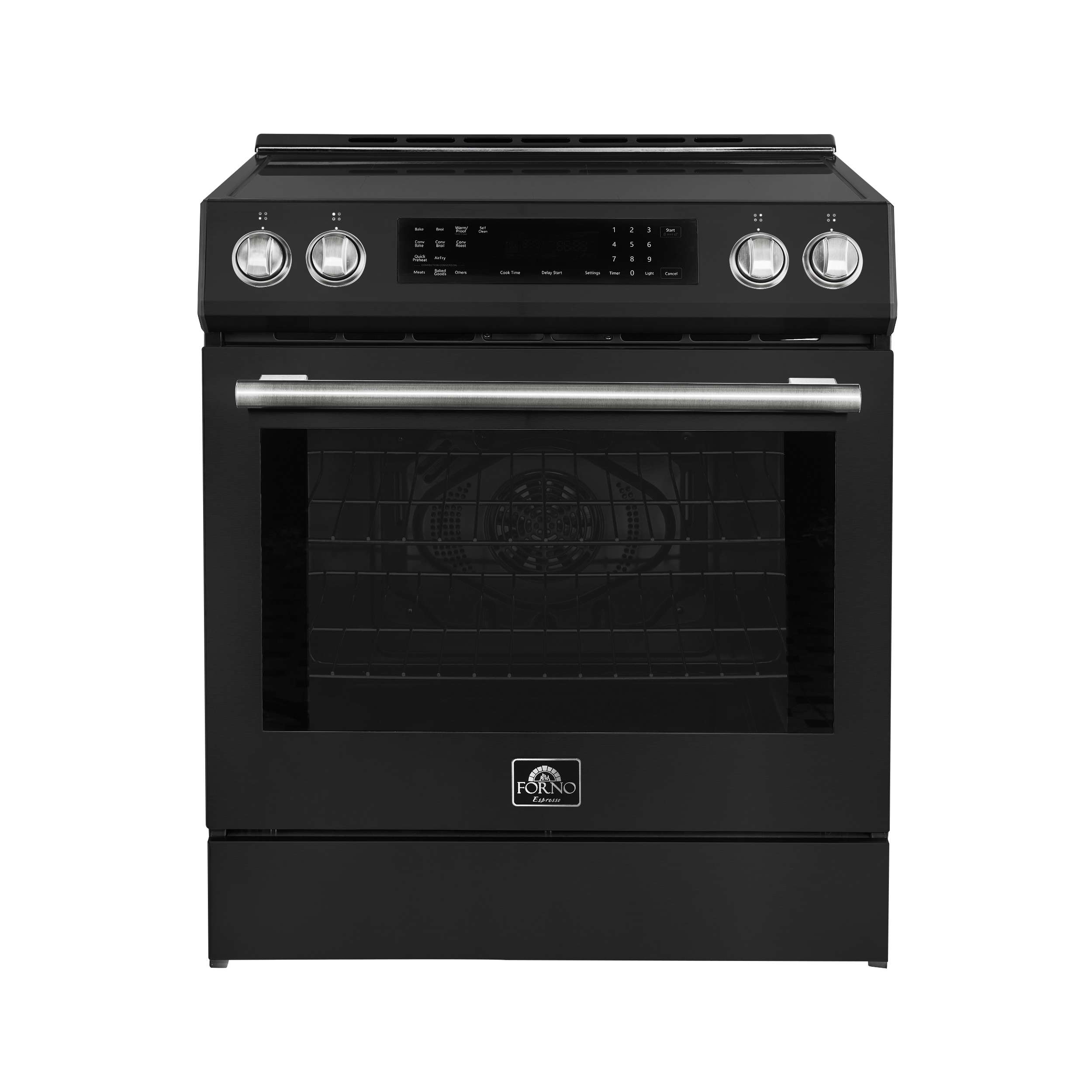 Horno de Inducción Deslizable con Horno de Convección de Aire Freidora de 5 pies cúbicos, 4 quemadores de 30 pulgadas (Negro)