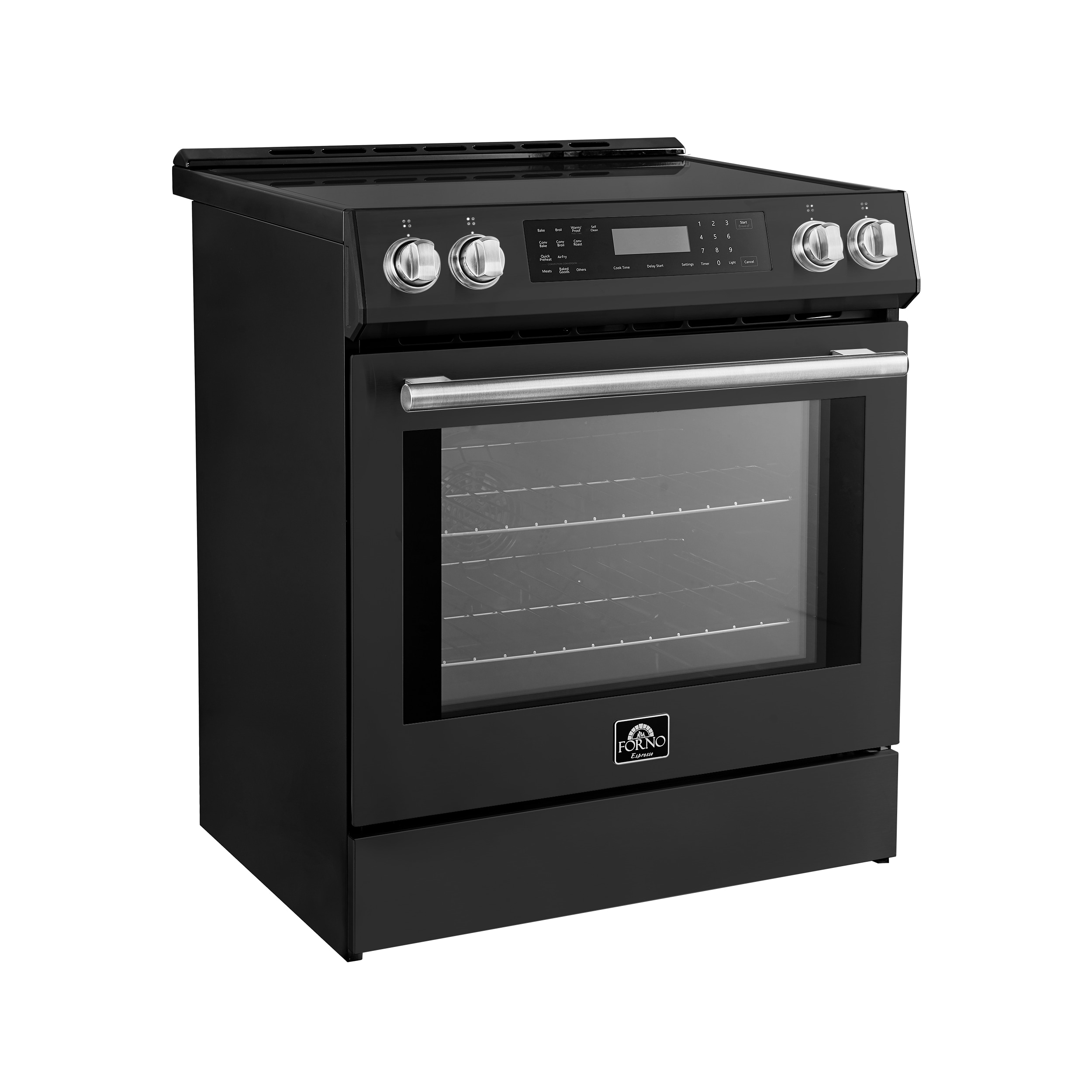 Horno de Inducción Deslizable con Horno de Convección de Aire Freidora de 5 pies cúbicos, 4 quemadores de 30 pulgadas (Negro)