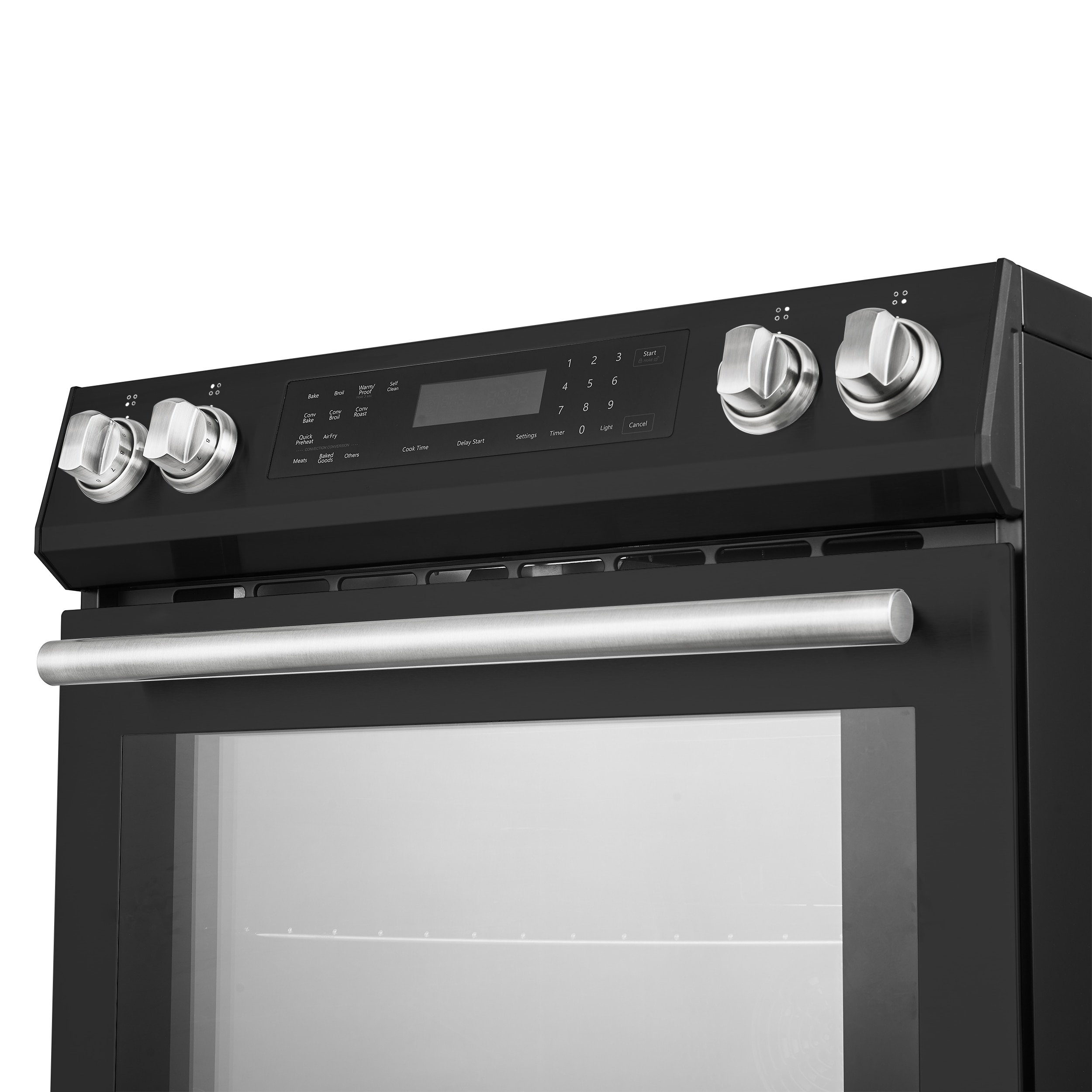 Horno de Inducción Deslizable con Horno de Convección de Aire Freidora de 5 pies cúbicos, 4 quemadores de 30 pulgadas (Negro)