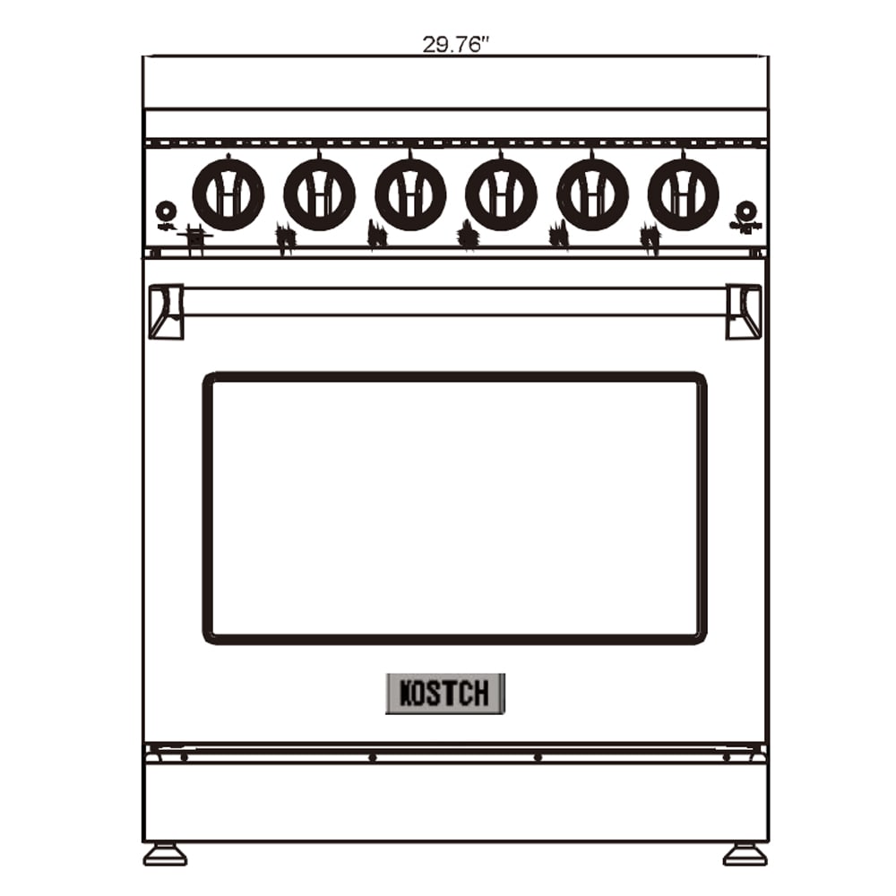 Estufa eléctrica independiente con horno de convección de 4.55 pies cúbicos y 5 quemadores en la parte superior de vidrio de 30 pulgadas en color negro.