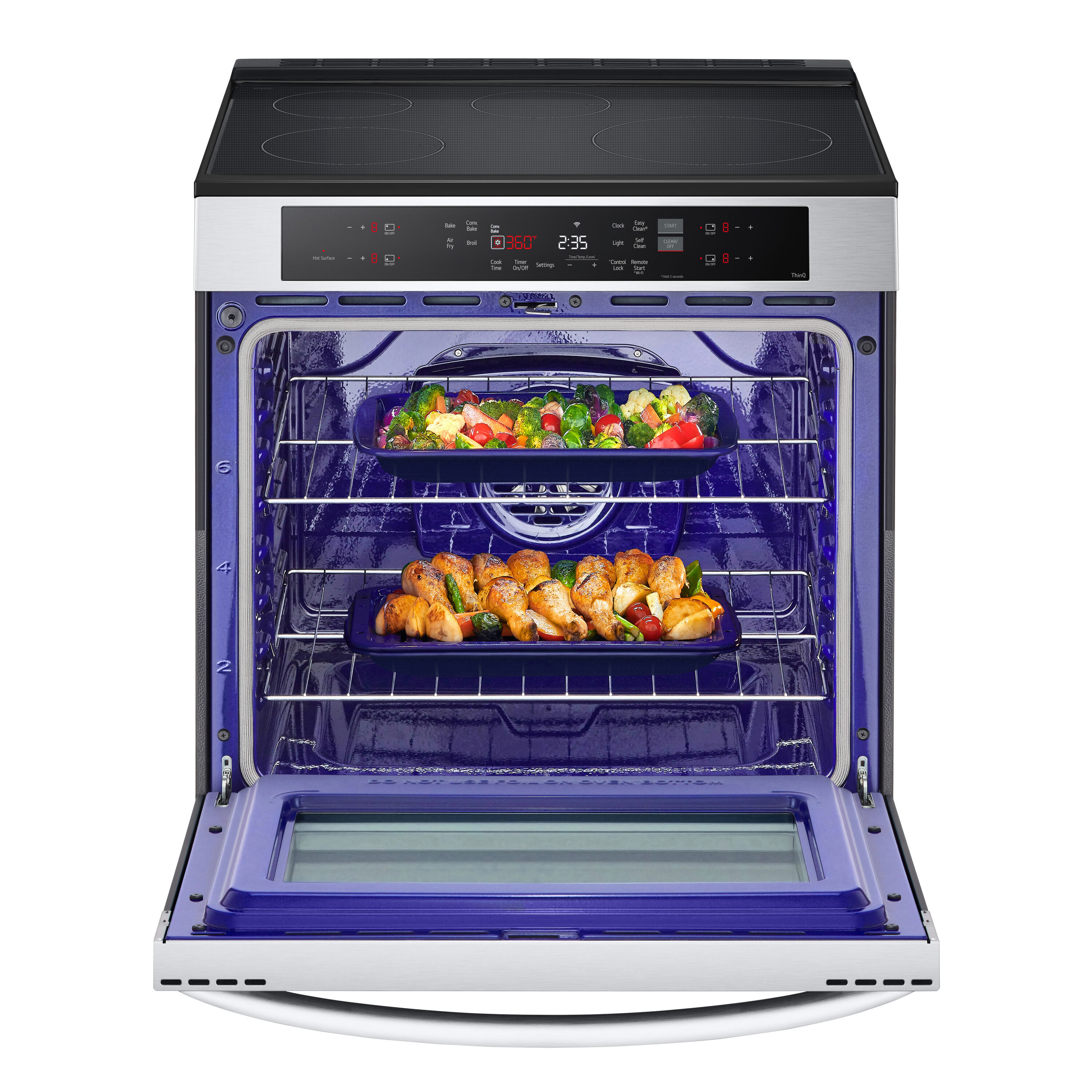 Estufa de Inducción Deslizable con Horno de Convección y Freidora de Aire de 6.3 pies cúbicos, 4 Quemadores de 30 pulgadas LG (Acero Inoxidable Resistente a las Manchas) LSIL6332FE