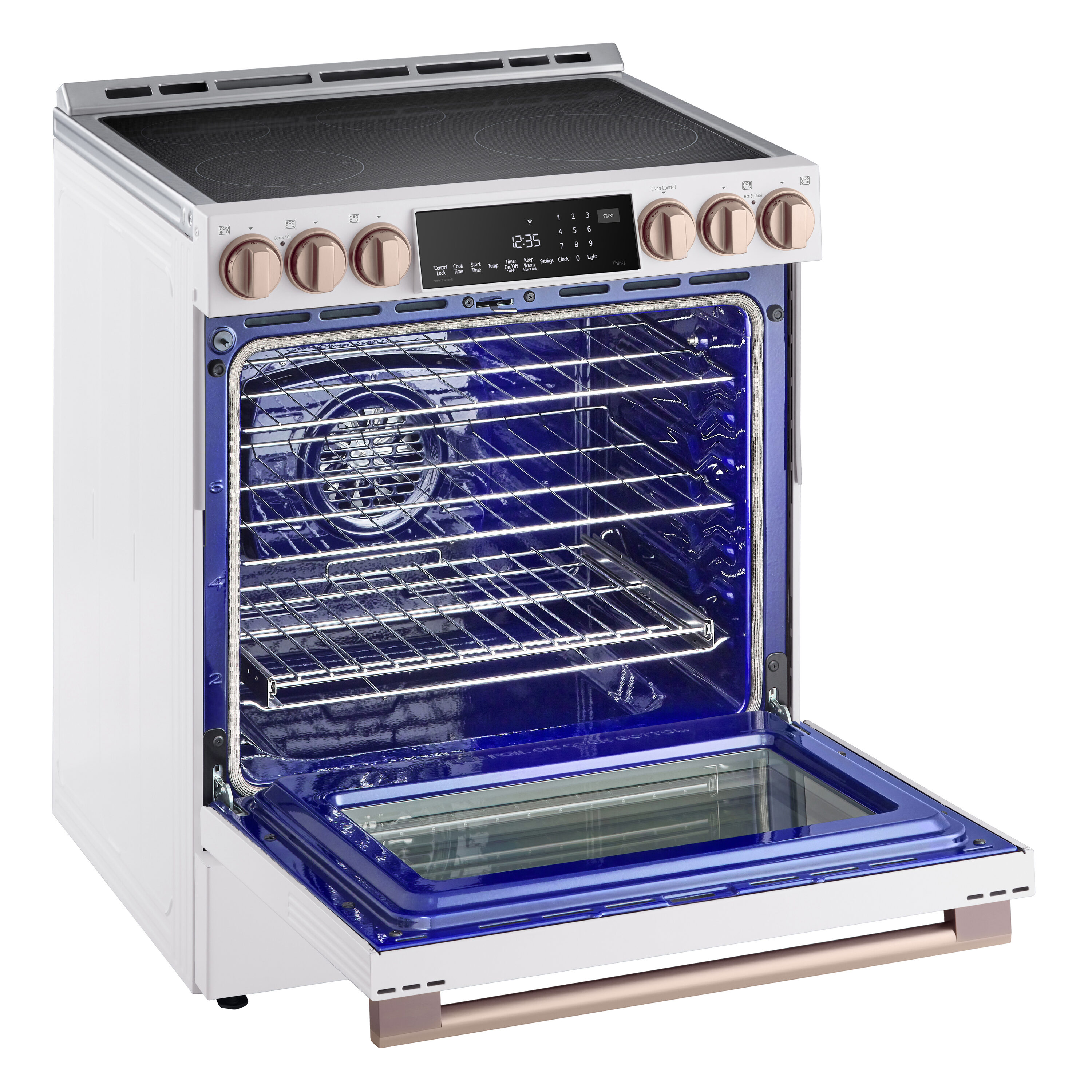Estufa de Inducción Deslizable con Horno de Convección de Freidora de Aire de 6.3 pies cúbicos y 5 quemadores de 30 pulgadas LG (Acero Inoxidable)
