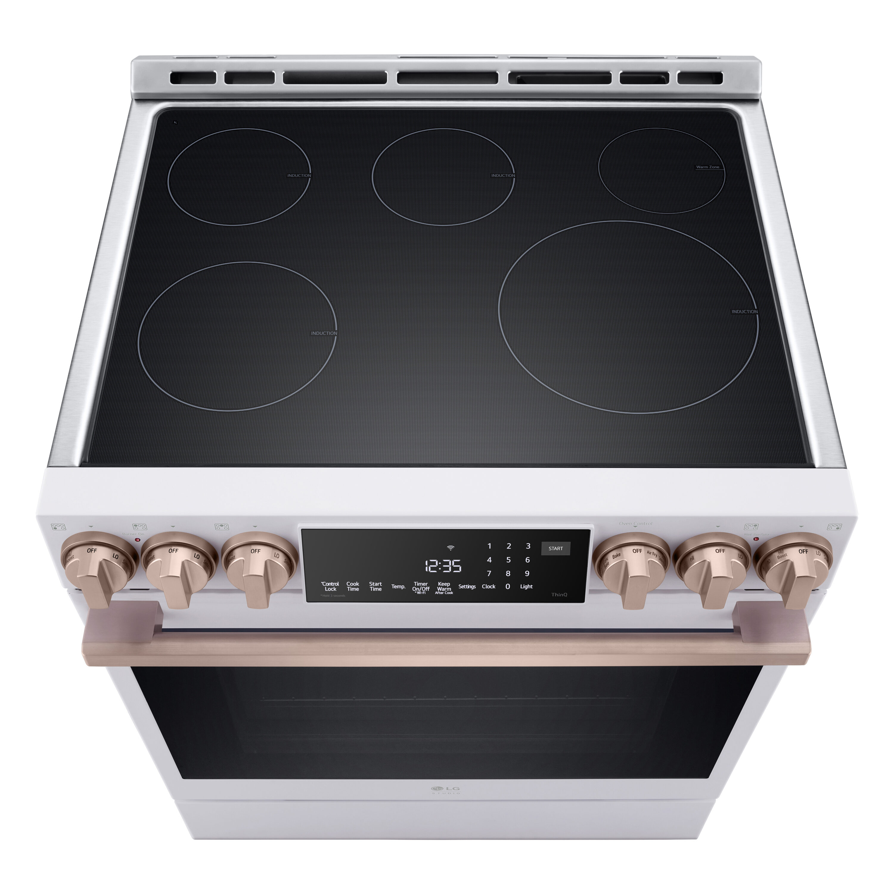 Estufa de Inducción Deslizable con Horno de Convección de Freidora de Aire de 6.3 pies cúbicos y 5 quemadores de 30 pulgadas LG (Acero Inoxidable)