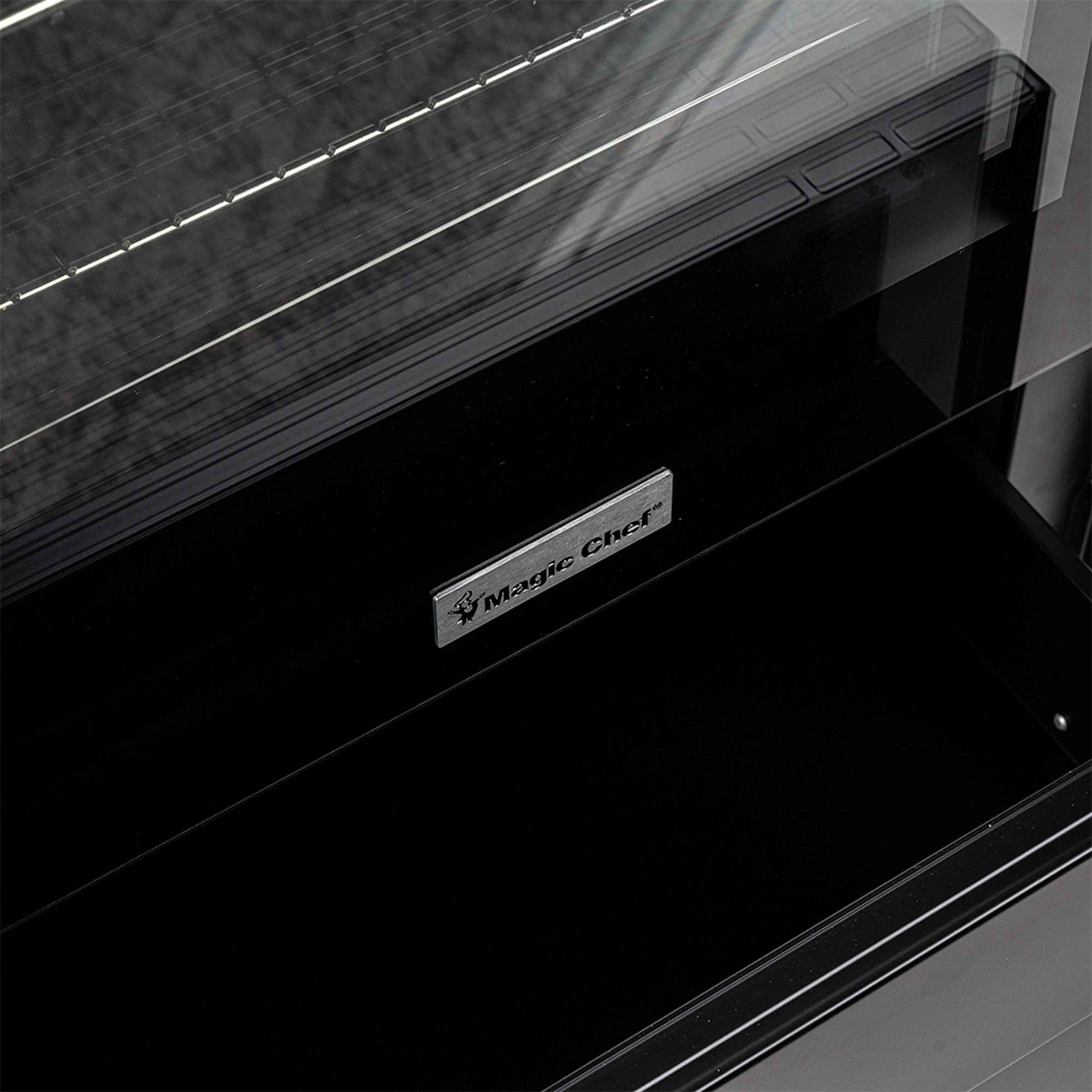 Estufa Eléctrica Independiente con Horno de Convección de 2.9 pies cúbicos y 4 quemadores en vidrio negro de 24 pulgadas Magic Chef