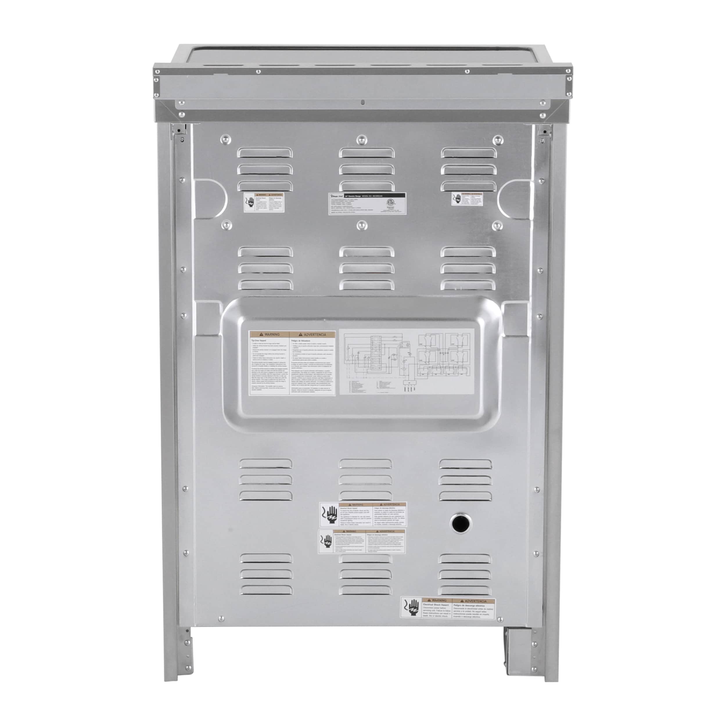 Estufa Eléctrica Independiente con Horno de Convección de 2.2 pies cúbicos y 4 Quemadores de Vidrio de 24 pulgadas de Magic Chef de Acero Inoxidable