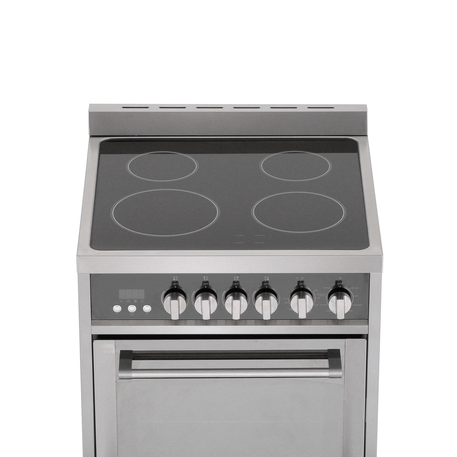 Estufa Eléctrica Independiente con Horno de Convección de 2.2 pies cúbicos y 4 Quemadores de Vidrio de 24 pulgadas de Magic Chef de Acero Inoxidable