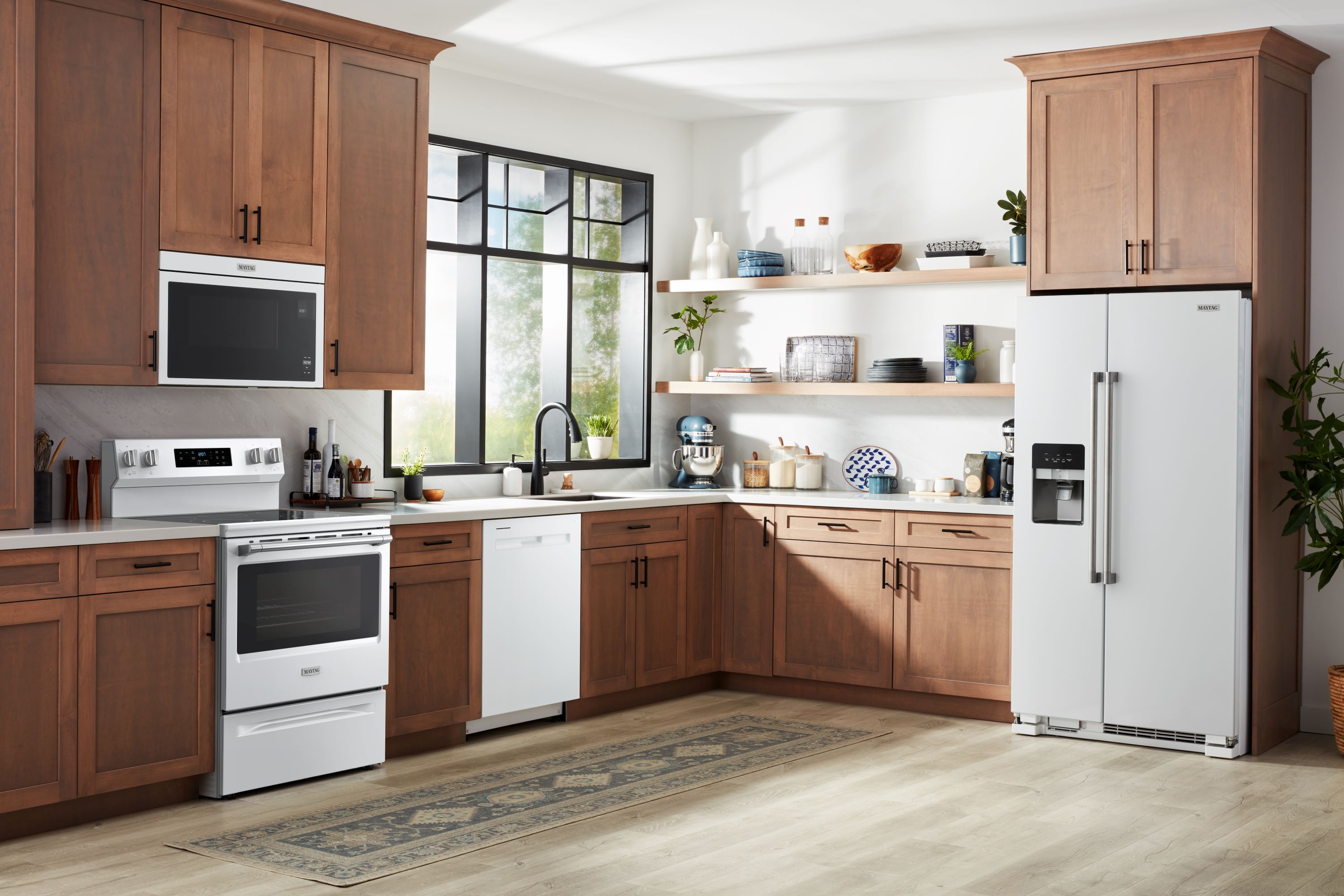 Estufa Eléctrica Independiente con Cubierta de Vidrio de 30 pulgadas y 5 Quemadores de 5.3 pies cúbicos (Blanca) de Maytag