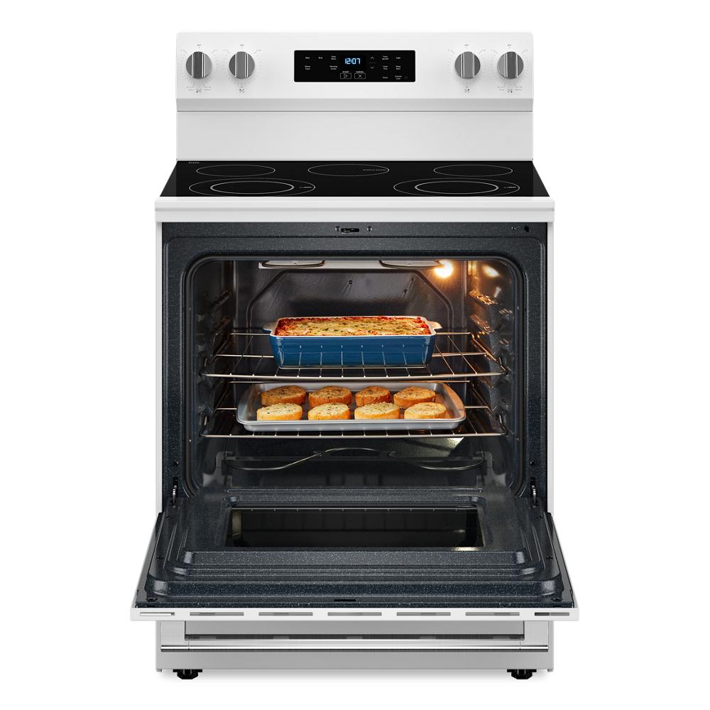 Estufa Eléctrica Independiente con Cubierta de Vidrio de 30 pulgadas y 5 Quemadores de 5.3 pies cúbicos (Blanca) de Maytag