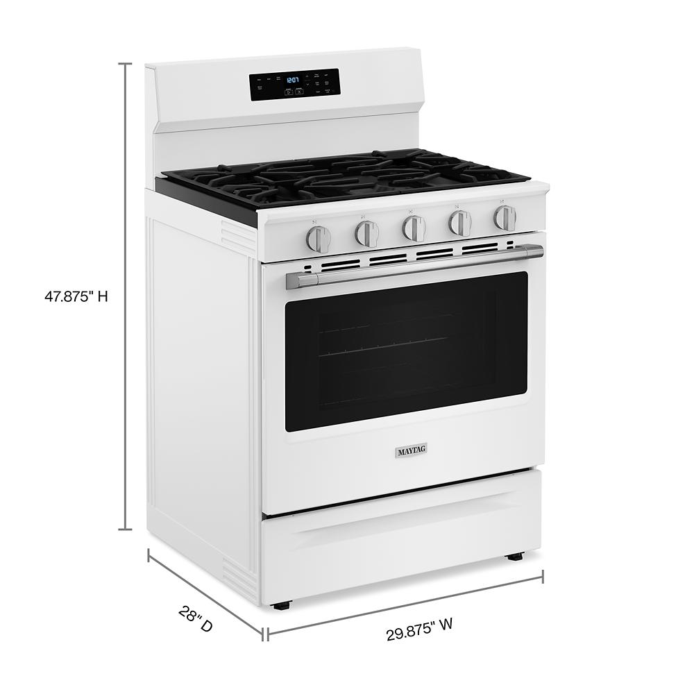 Estufa Eléctrica Independiente con Cubierta de Vidrio de 30 pulgadas y 5 Quemadores de 5.3 pies cúbicos (Blanca) de Maytag