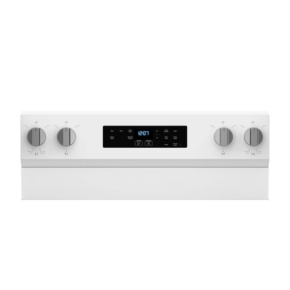 Estufa Eléctrica Independiente con Cubierta de Vidrio de 30 pulgadas y 5 Quemadores de 5.3 pies cúbicos (Blanca) de Maytag