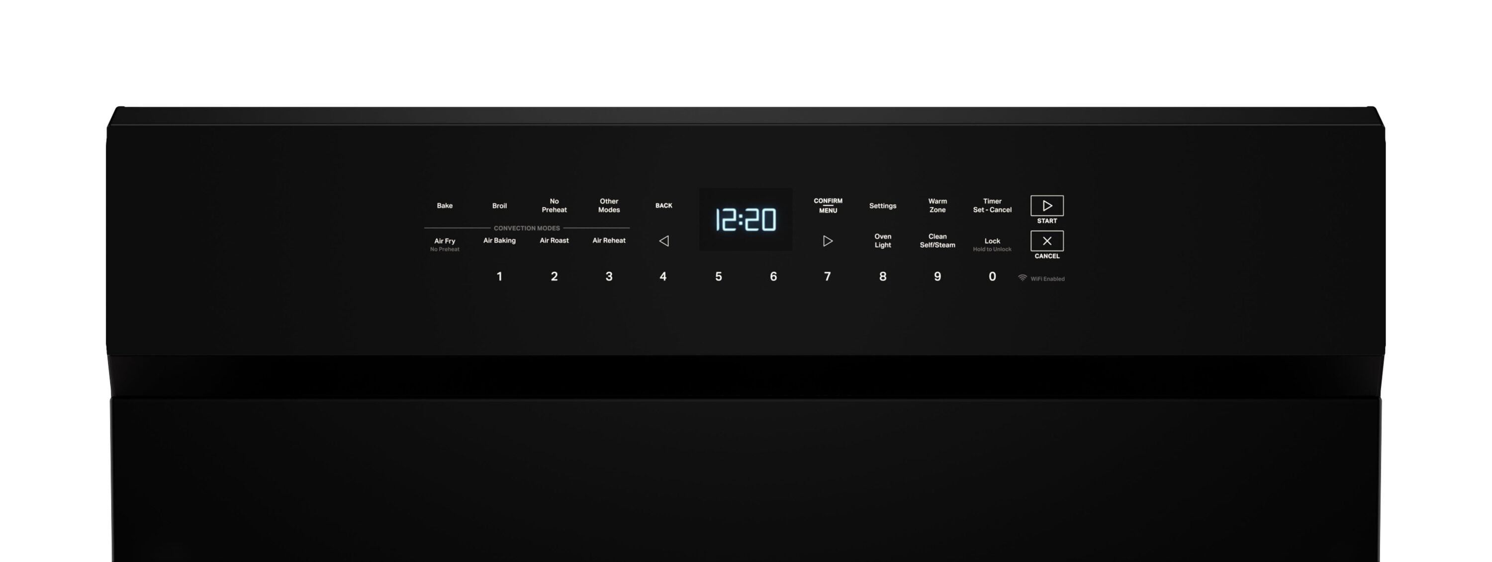 Estufa de convección eléctrica independiente con recubrimiento WipeClean de 30 pulgadas, 5 quemadores en vidrio negro de alta velocidad Whirlpool con precalentamiento rápido y horno de 5.3 pies cúbicos