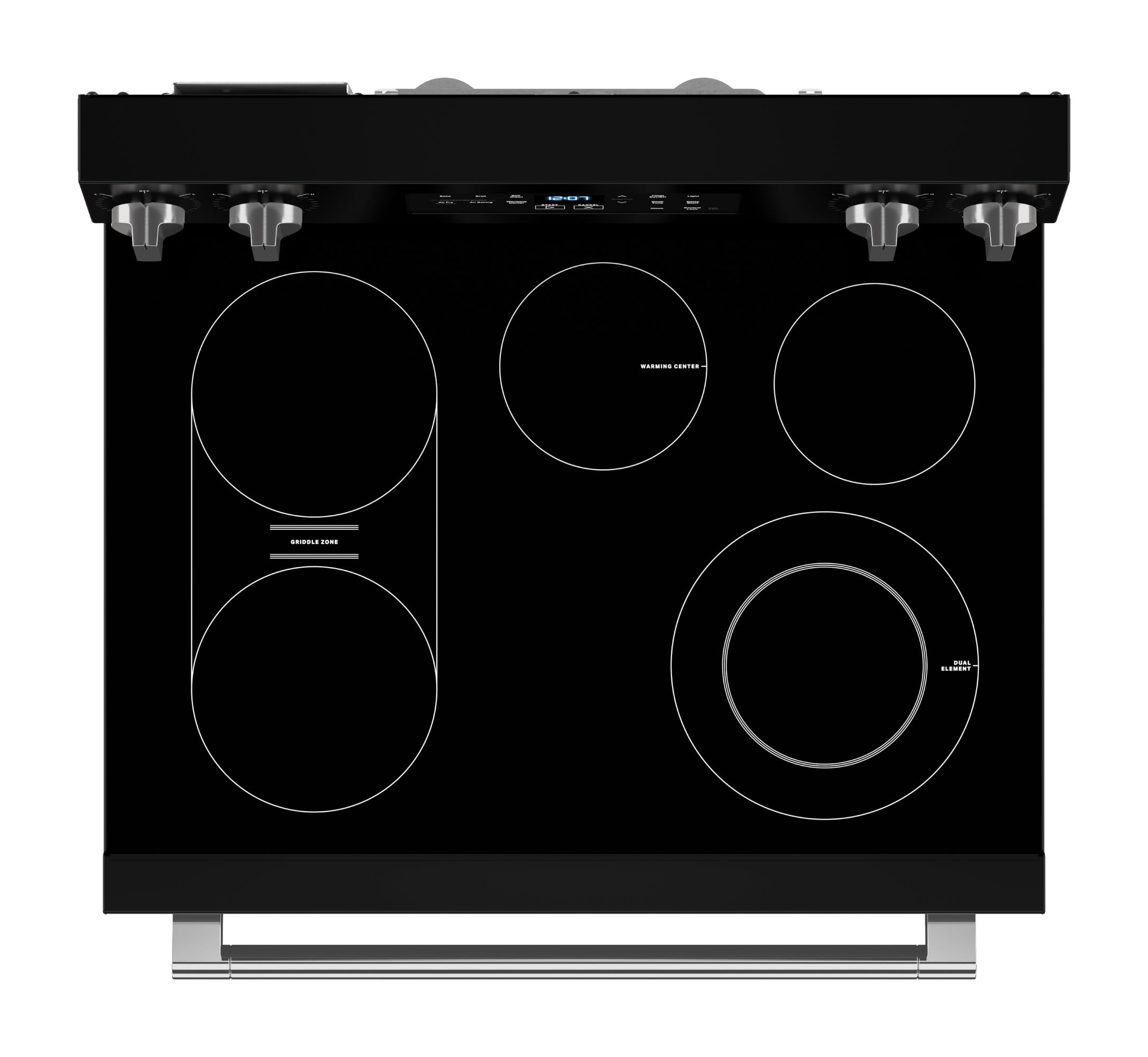 Estufa eléctrica independiente Maytag con quemadores de cristal de 30 pulgadas y capacidad de 5.3 pies cúbicos con freidora de aire (Negra) MFES6030RB