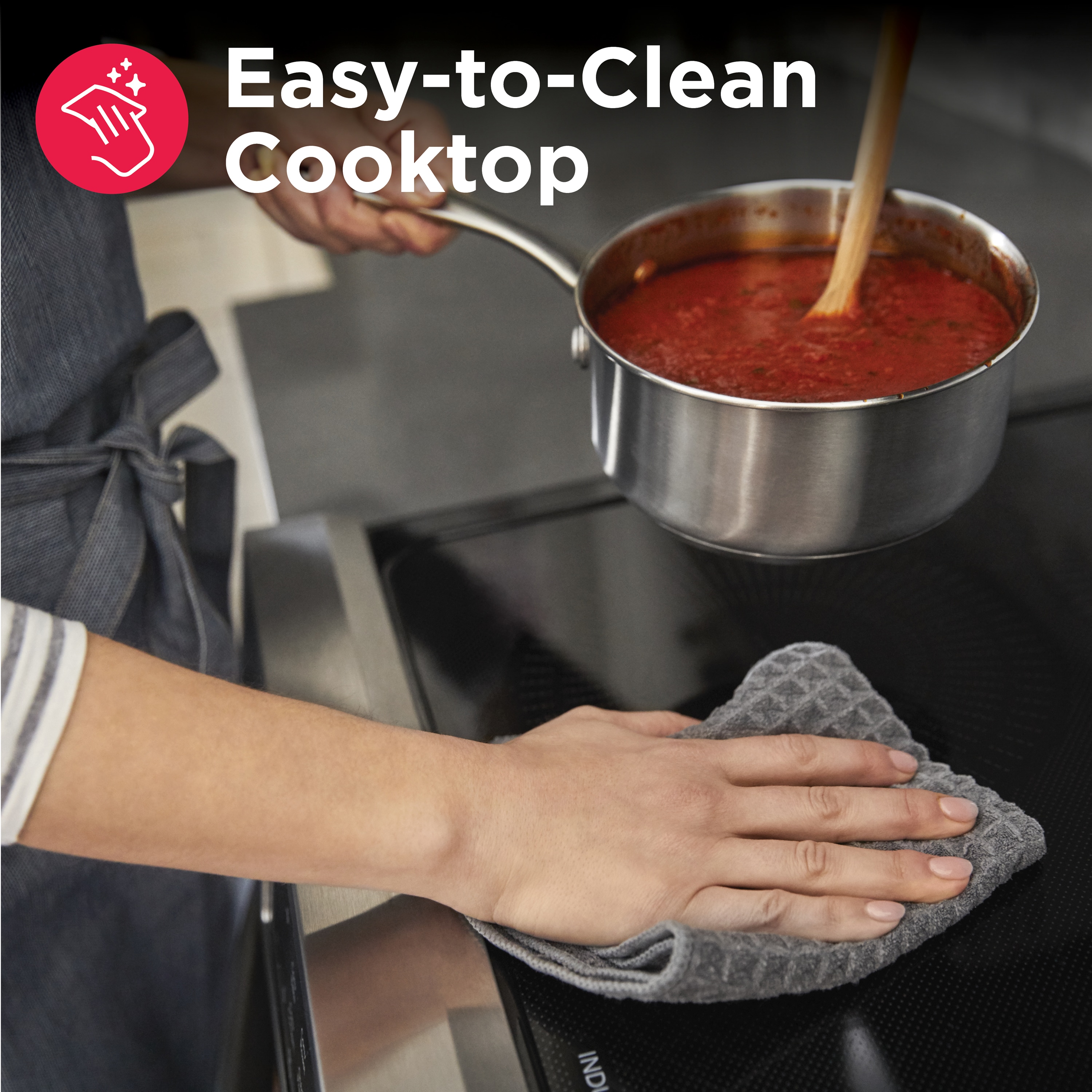 Estufa de Inducción Deslizable Profesional Frigidaire de 30 pulgadas con 5 quemadores, horno de convección de aire frito de 6.2 pies cúbicos (Acero inoxidable resistente a manchas) PCFI3080AF
