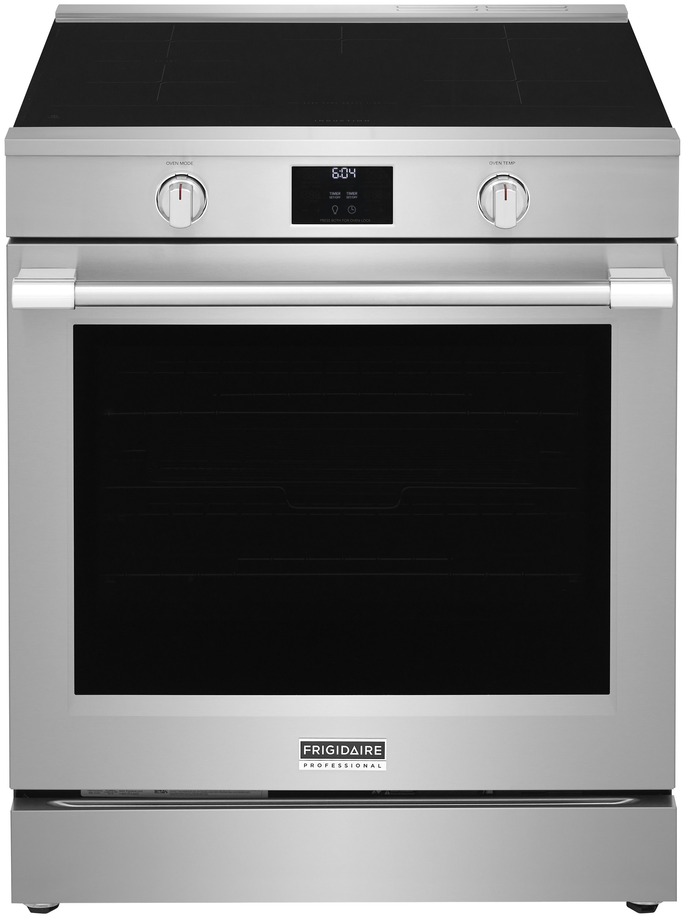 Estufa de Inducción Deslizable Profesional Frigidaire de 30 pulgadas con 5 quemadores, horno de convección de aire frito de 6.2 pies cúbicos (Acero inoxidable resistente a manchas) PCFI3080AF