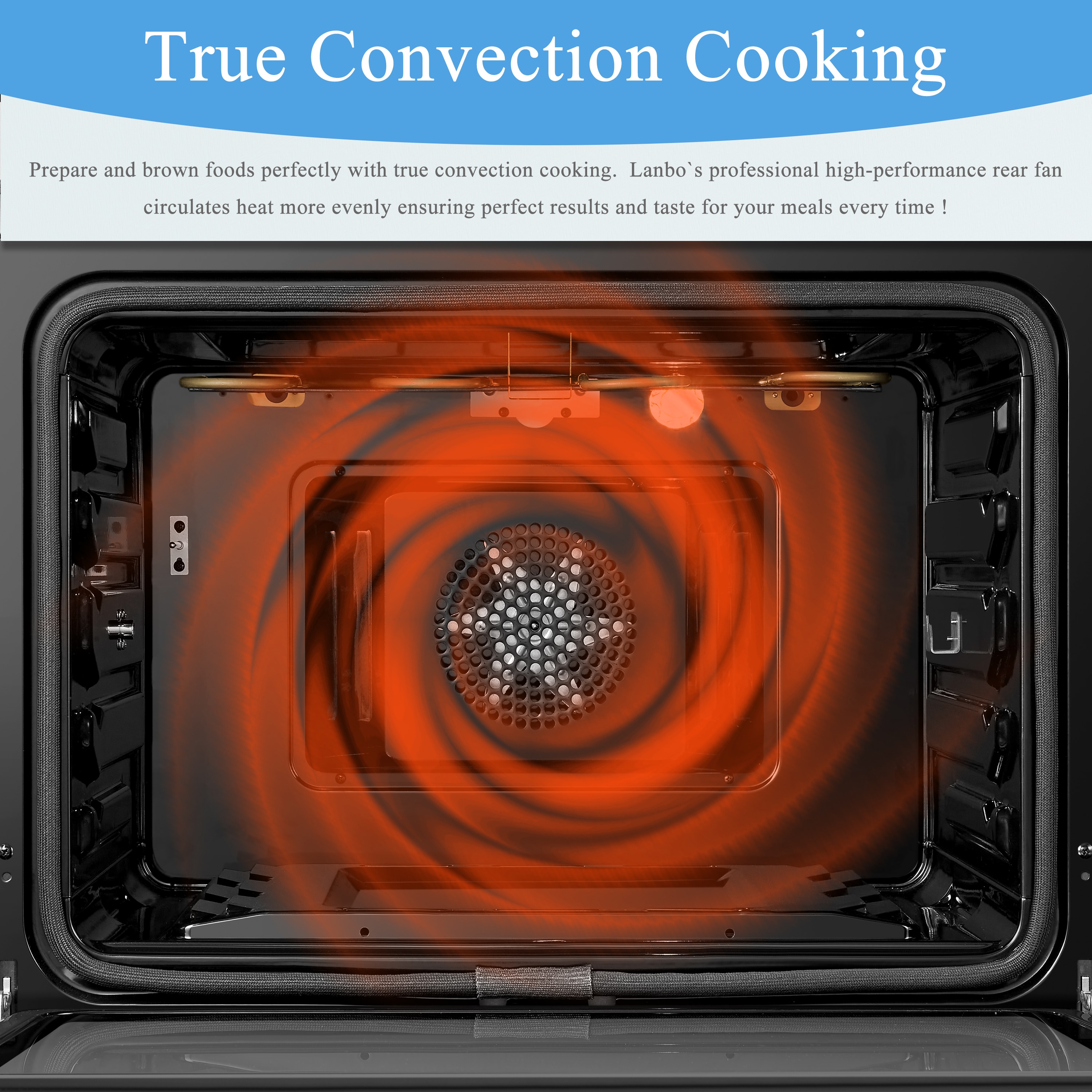 Estufa eléctrica independiente con horno de convección y freidora de aire de 5 quemadores y 5.9 pies cúbicos con tapa de vidrio de 30 pulgadas (Acero inoxidable) - LB-ERT30RC-S