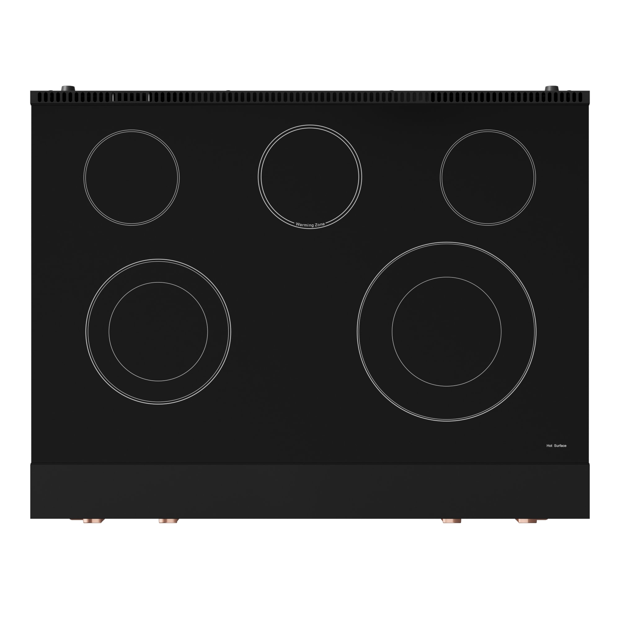 Estufa eléctrica independiente con horno de convección de freír al aire de 6 pies cúbicos y 5 quemadores, con tapa de vidrio de 36 pulgadas (negro mate)