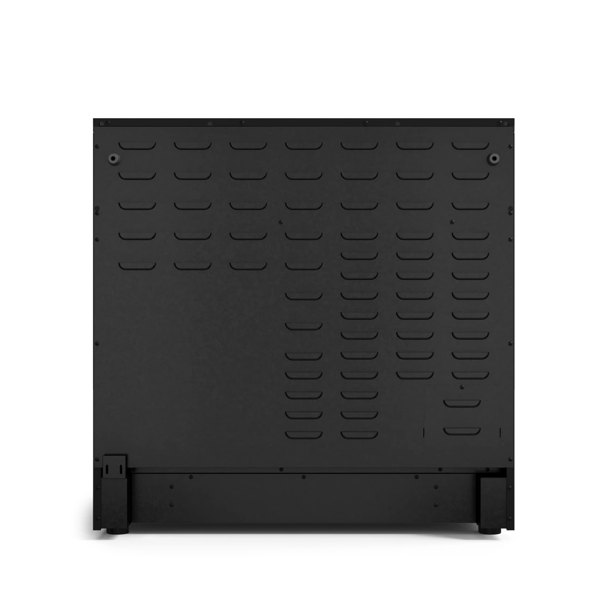 Estufa eléctrica independiente con horno de convección de freír al aire de 6 pies cúbicos y 5 quemadores, con tapa de vidrio de 36 pulgadas (negro mate)