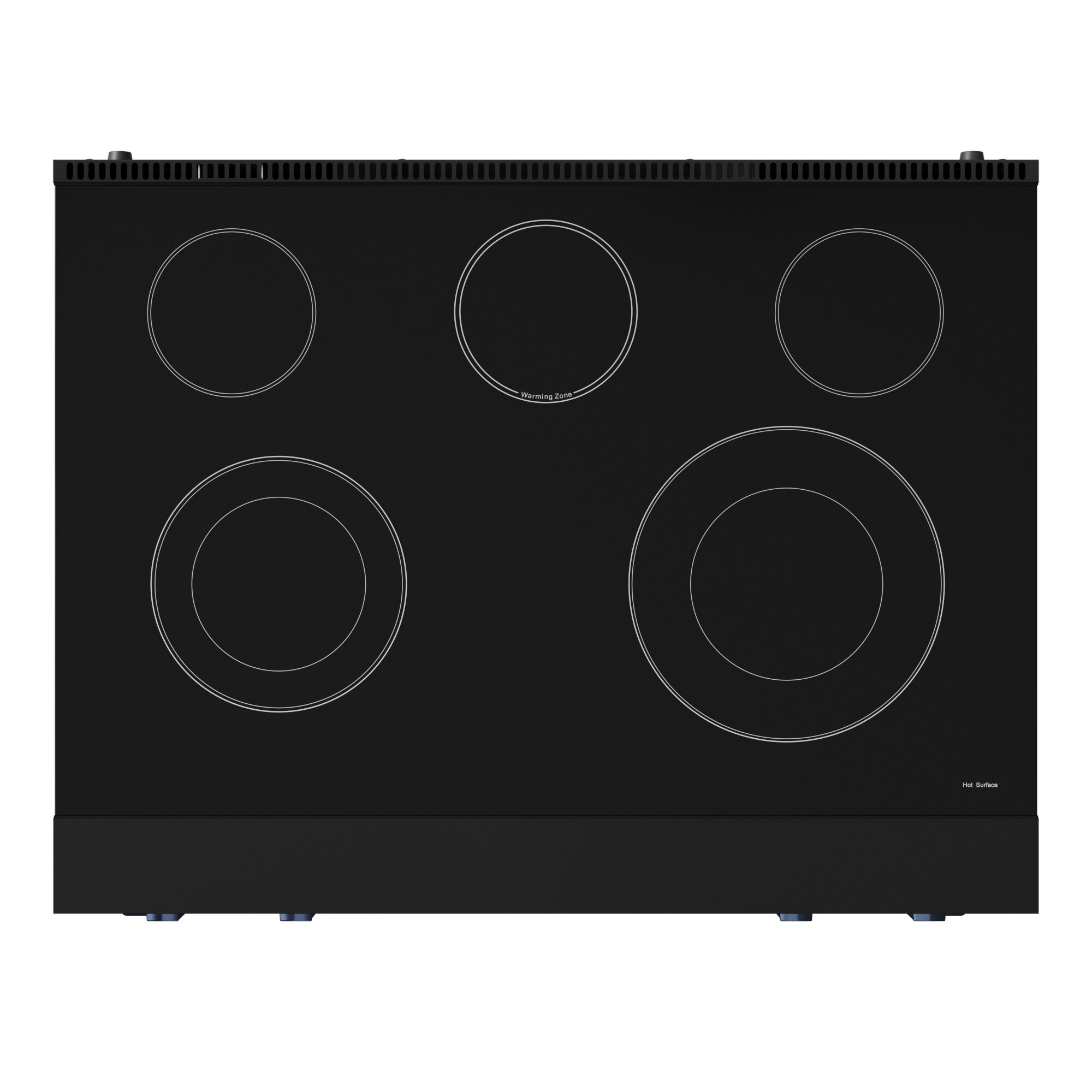Estufa eléctrica independiente Thor Kitchen Gordon Ramsay de 36 pulgadas con 5 quemadores en la parte superior de vidrio, horno de convección con aire frito de 6 pies cúbicos (negro mate) RSE36B-BLU