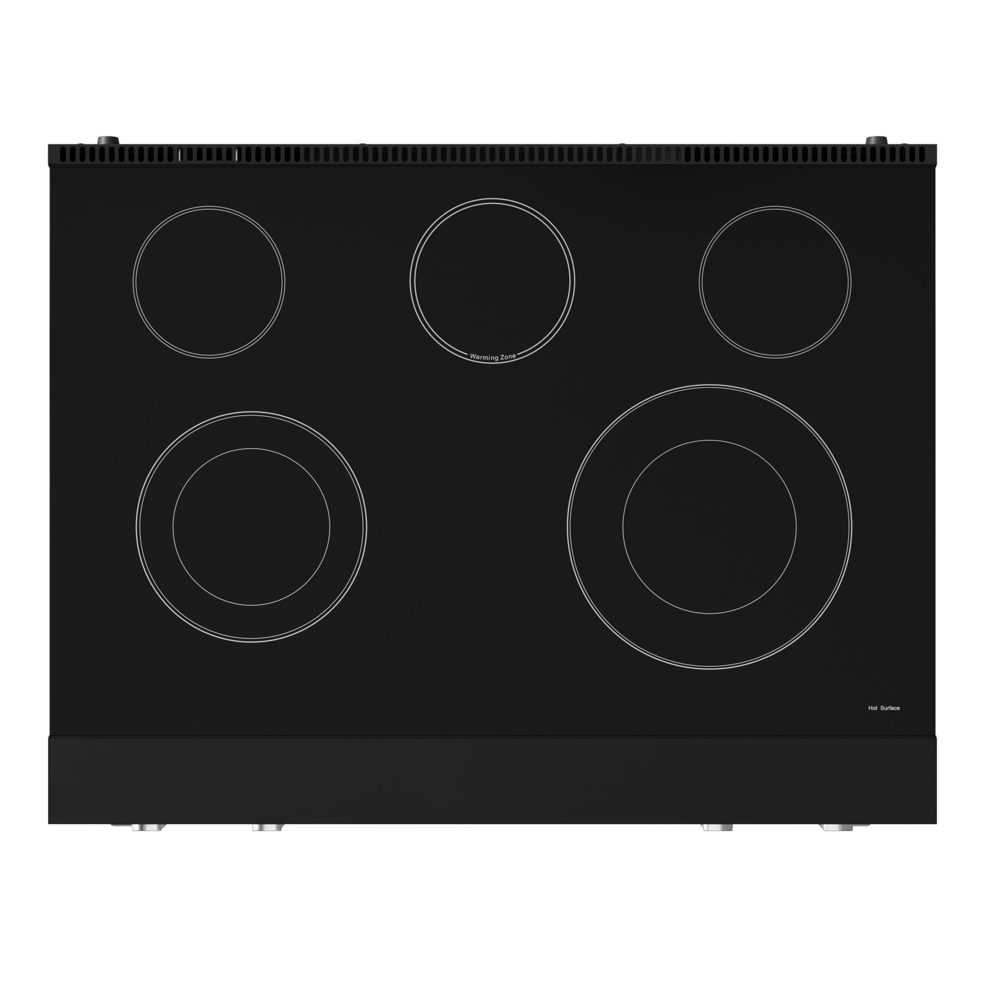 Estufa eléctrica independiente Thor Kitchen Gordon Ramsay 36 pulgadas con 5 quemadores de vidrio y horno de convección de aire para freír de 6 pies cúbicos (Negro mate) RSE36B-SS