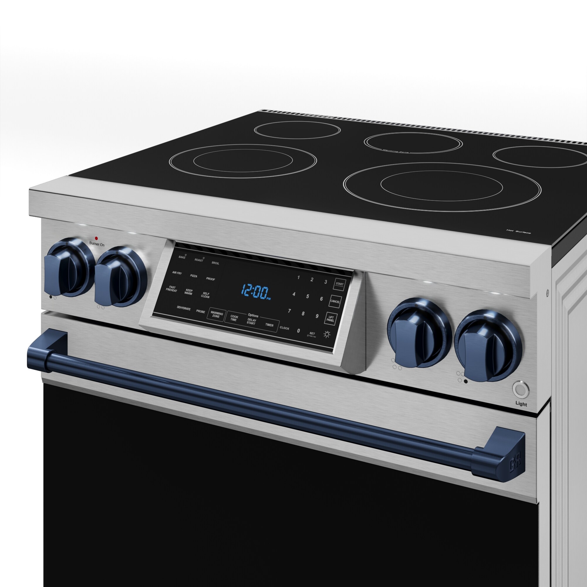 Estufa eléctrica independiente con horno de convección para freír al aire de 4.55 pies cúbicos y 5 quemadores de cristal de 30 pulgadas de Thor Kitchen (acero inoxidable)