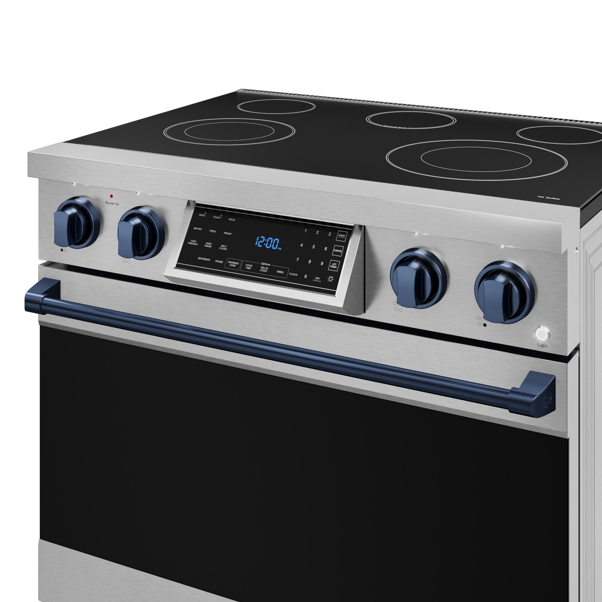 Parrilla eléctrica independiente de acero inoxidable con horno de convección de aire frito de 6 pies cúbicos, 5 quemadores y superficie de vidrio de 36 pulgadas de Thor Kitchen Gordon Ramsay.