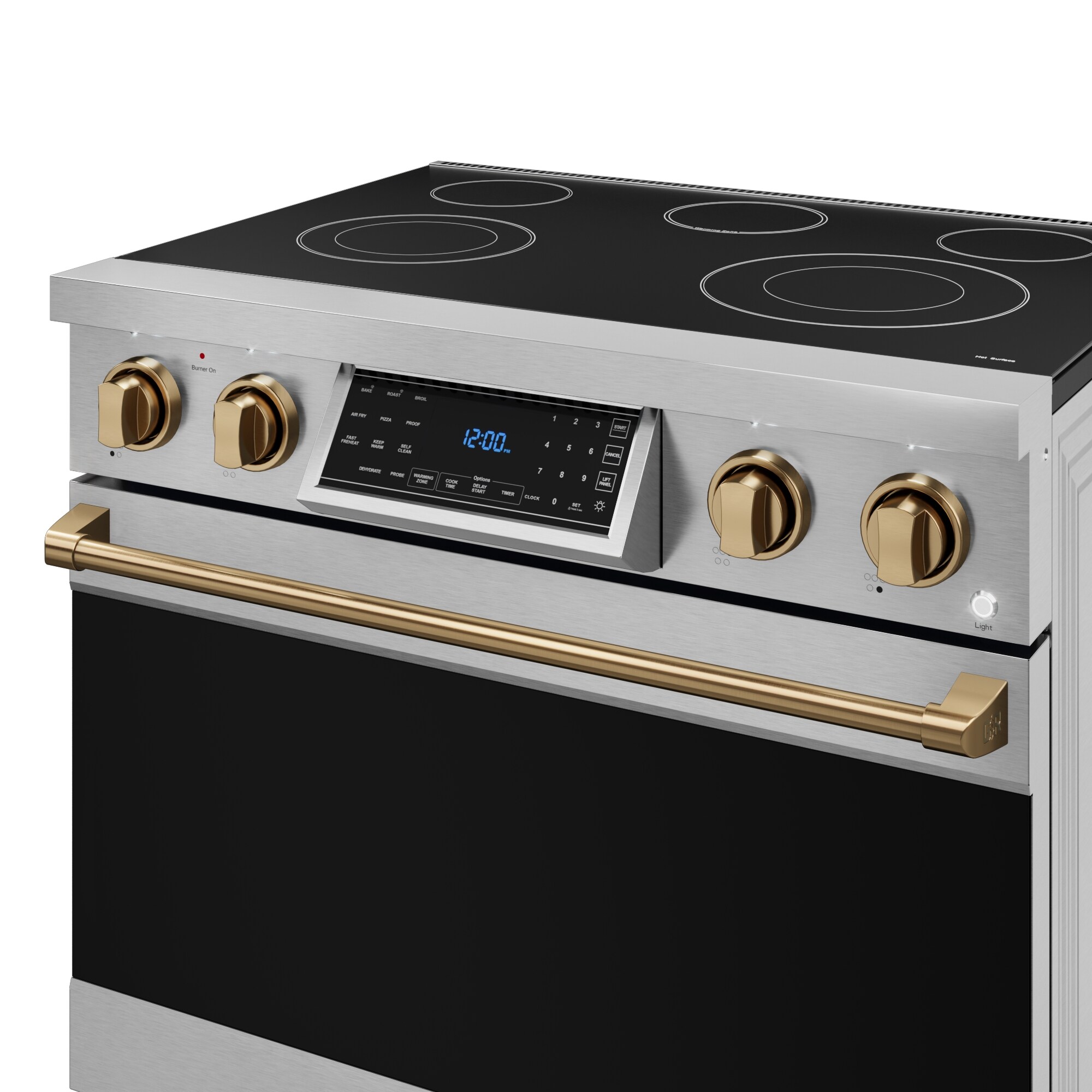 Cocina eléctrica independiente con horno de convección y freidora de aire de 6 pies cúbicos, 5 quemadores de vidrio de 36 pulgadas (acero inoxidable) Thor Kitchen