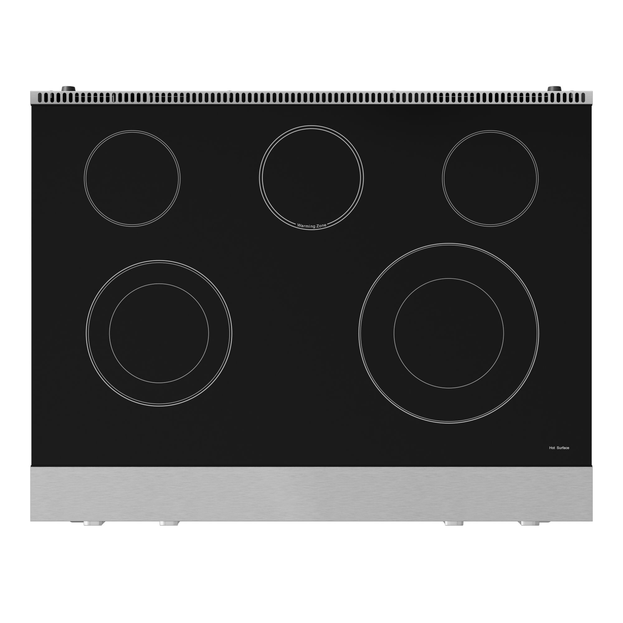 Estufa eléctrica independiente con horno de convección de freír al aire de 6 pies cúbicos, con 5 quemadores y tapa de cristal de 36 pulgadas - Acero inoxidable