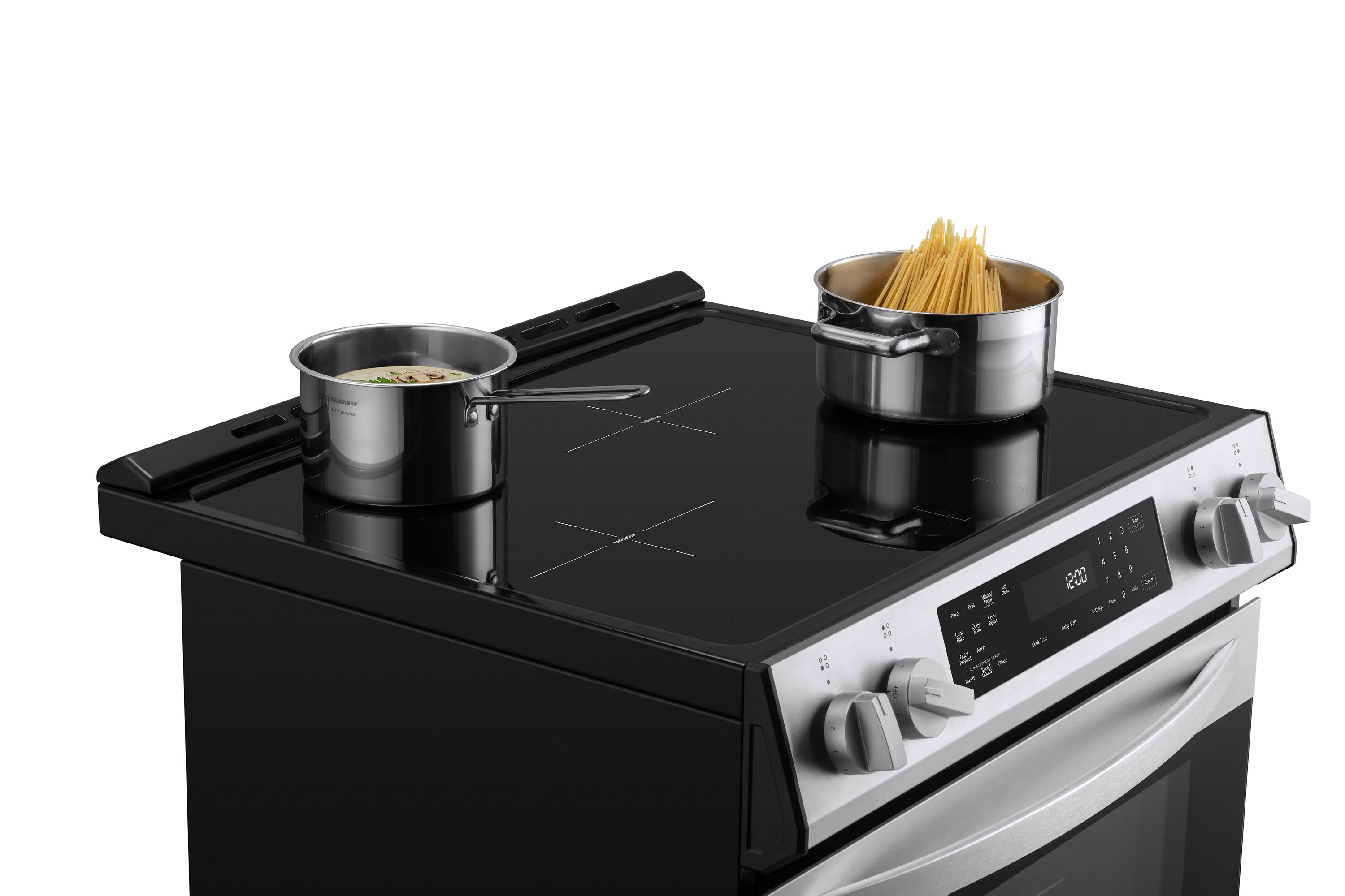 Estufa de Inducción de Pie con Horno de Convección de Aire Freidora - Acero Inoxidable 30 pulgadas con 4 quemadores