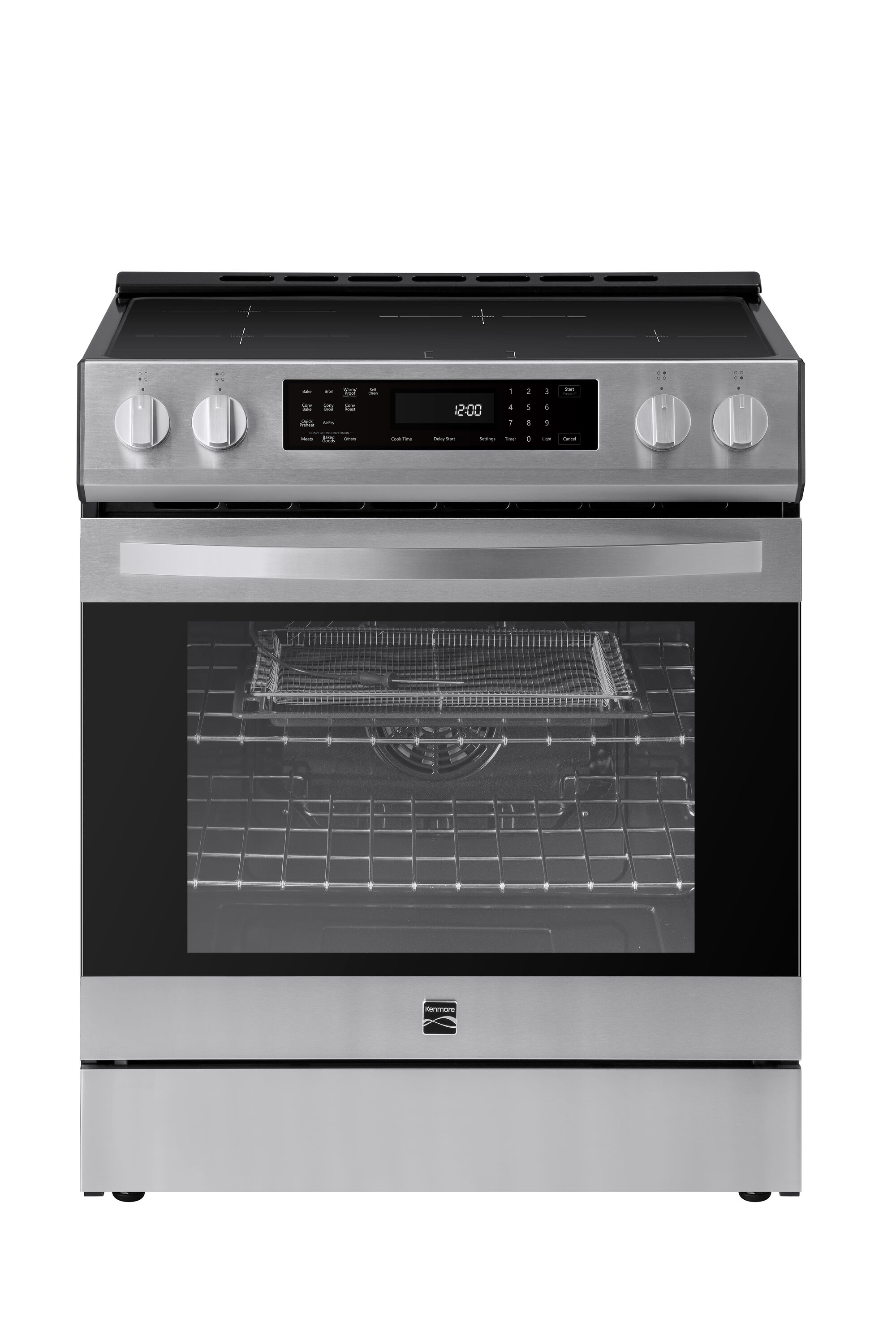 Estufa de Inducción de Pie con Horno de Convección de Aire Freidora - Acero Inoxidable 30 pulgadas con 4 quemadores