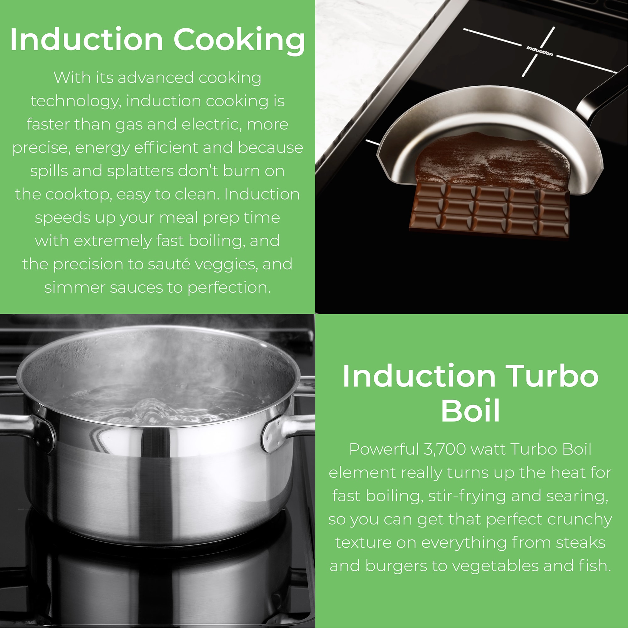 Estufa de Inducción de Pie con Horno de Convección de Aire Freidora - Acero Inoxidable 30 pulgadas con 4 quemadores