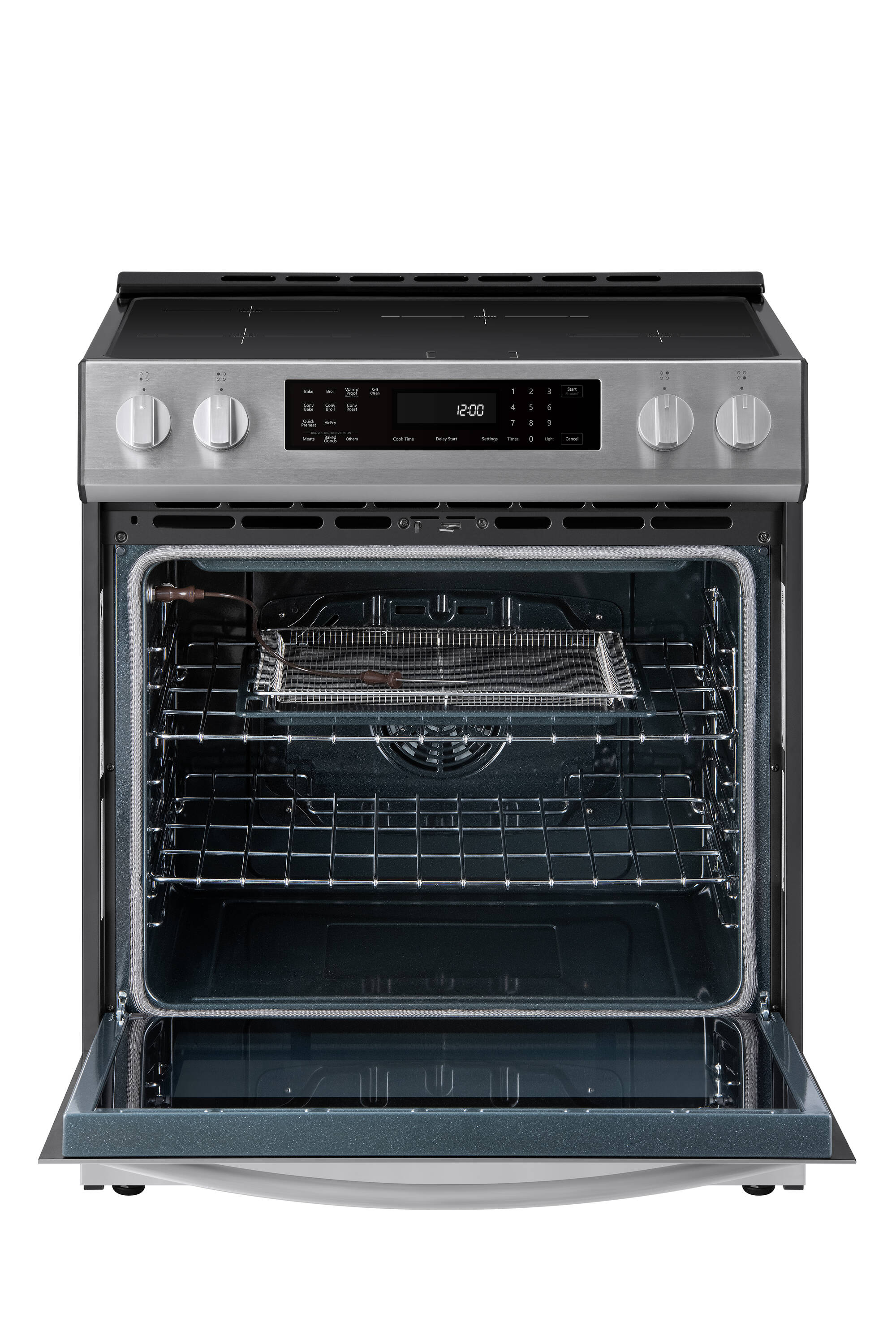 Estufa de Inducción de Pie con Horno de Convección de Aire Freidora - Acero Inoxidable 30 pulgadas con 4 quemadores