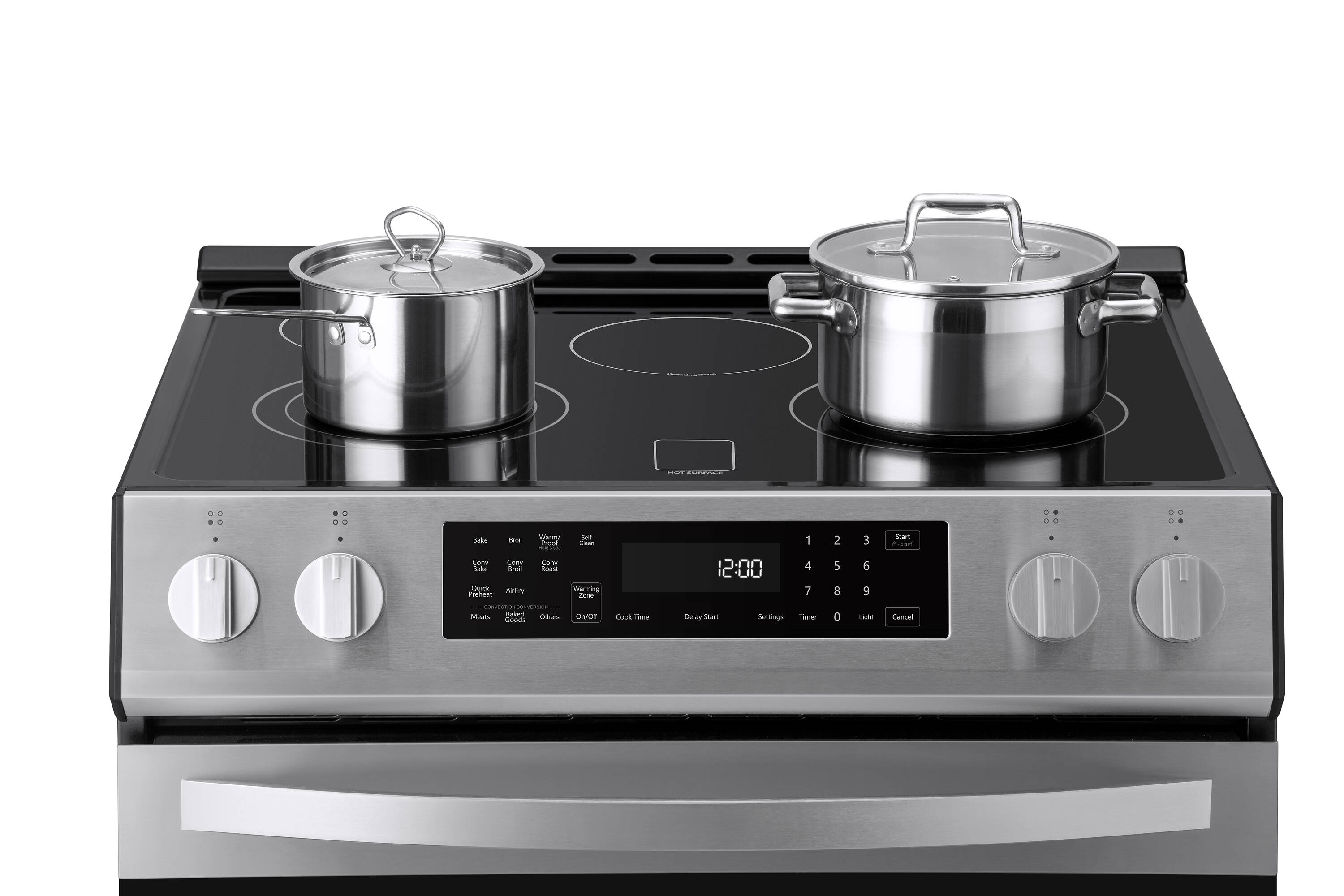 Estufa eléctrica independiente Kenmore de vidrio de 30 pulgadas con 5 quemadores, horno de convección con aire caliente de 5.6 pies cúbicos y recubrimiento WipeClean (acero inoxidable) 2296843