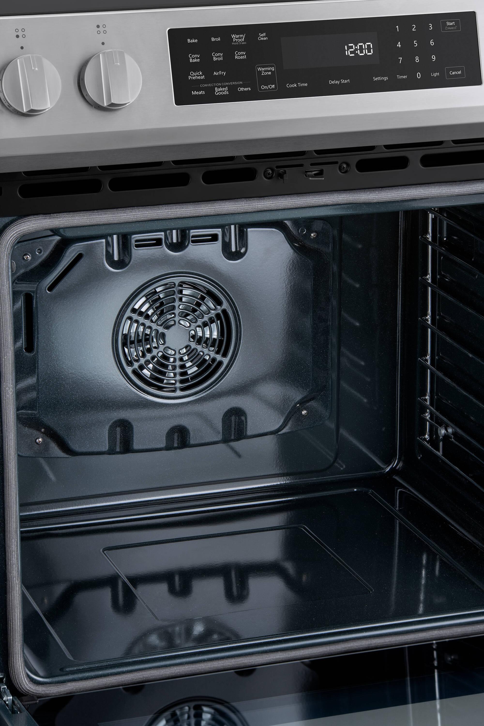 Estufa eléctrica independiente Kenmore de vidrio de 30 pulgadas con 5 quemadores, horno de convección con aire caliente de 5.6 pies cúbicos y recubrimiento WipeClean (acero inoxidable) 2296843