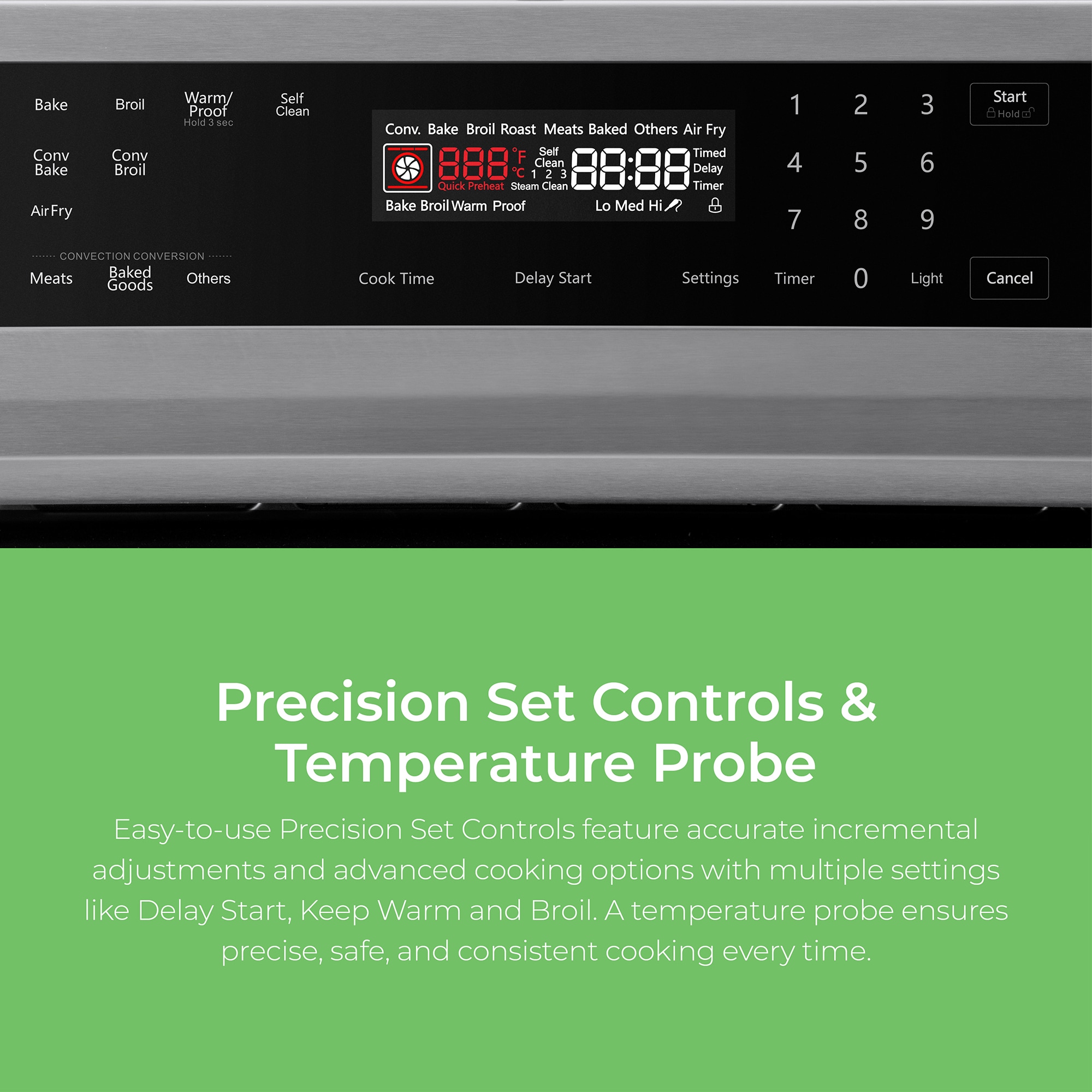 Estufa eléctrica independiente Kenmore de vidrio de 30 pulgadas con 5 quemadores, horno de convección con aire caliente de 5.6 pies cúbicos y recubrimiento WipeClean (acero inoxidable) 2296843