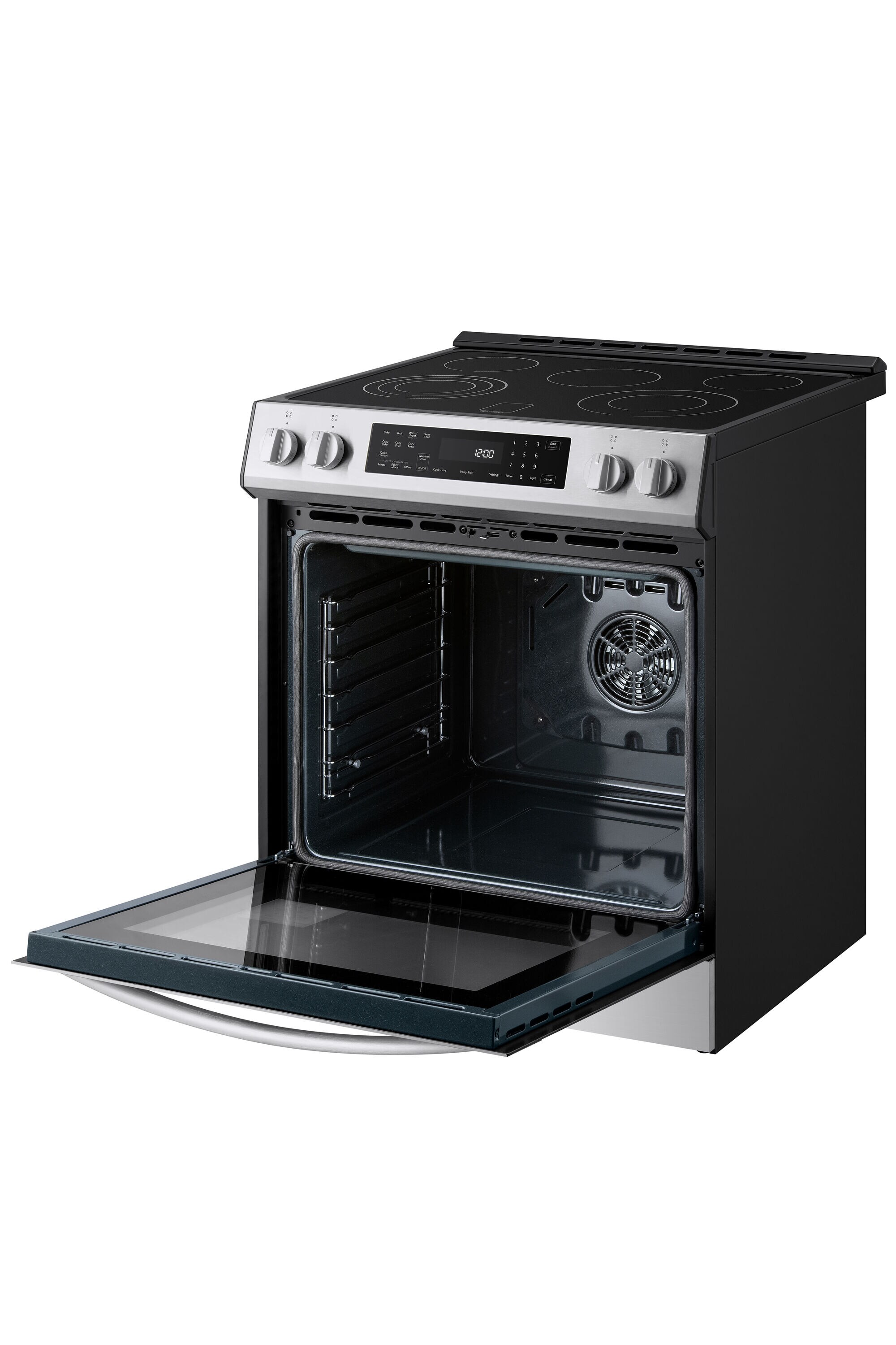 Estufa eléctrica independiente con horno de convección de 5.6 pies cúbicos, 5 quemadores y cubierta de vidrio de 30 pulgadas con recubrimiento WipeClean (acero inoxidable) 2296833