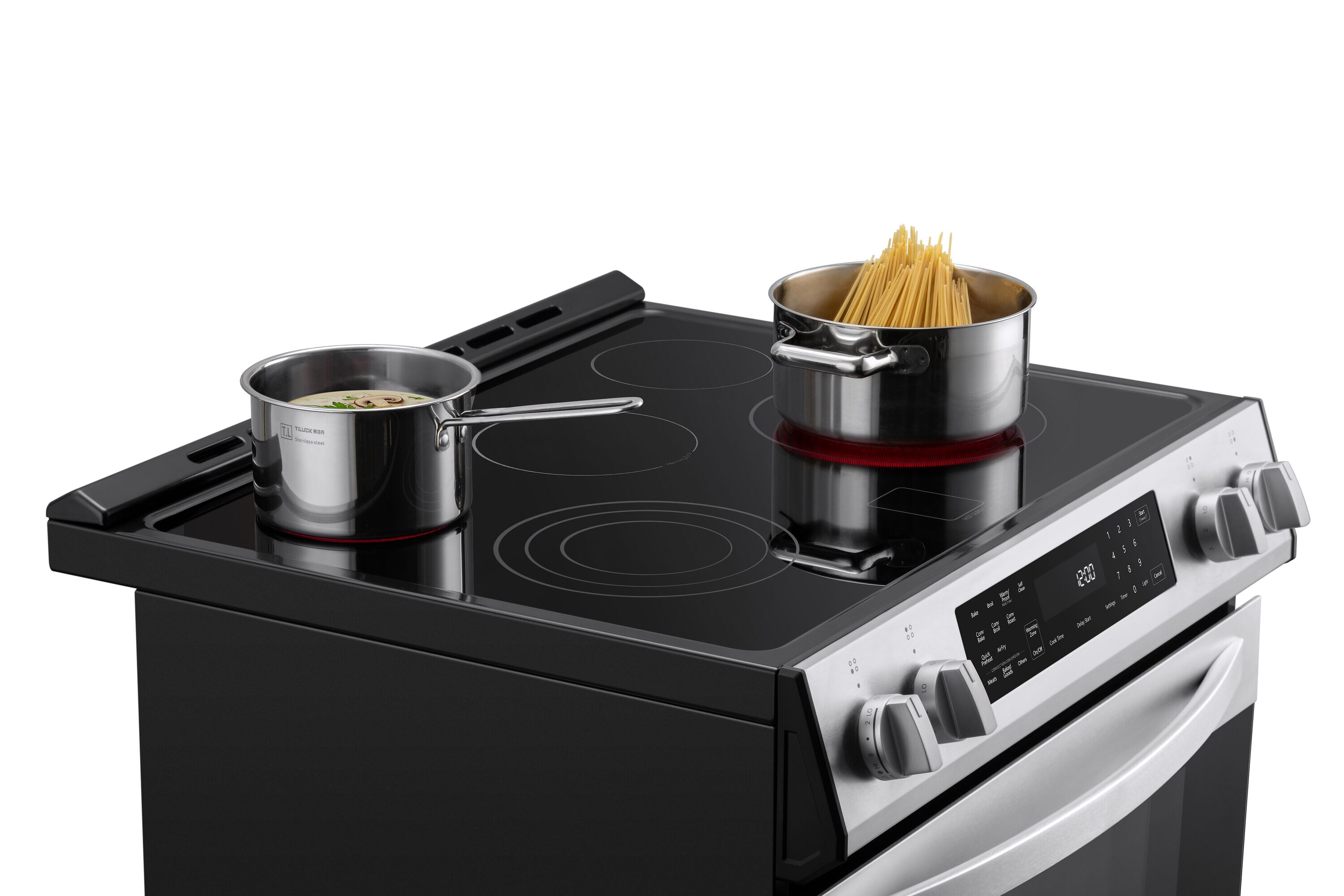 Estufa eléctrica independiente con horno de convección de 5.6 pies cúbicos, 5 quemadores y cubierta de vidrio de 30 pulgadas con recubrimiento WipeClean (acero inoxidable) 2296833