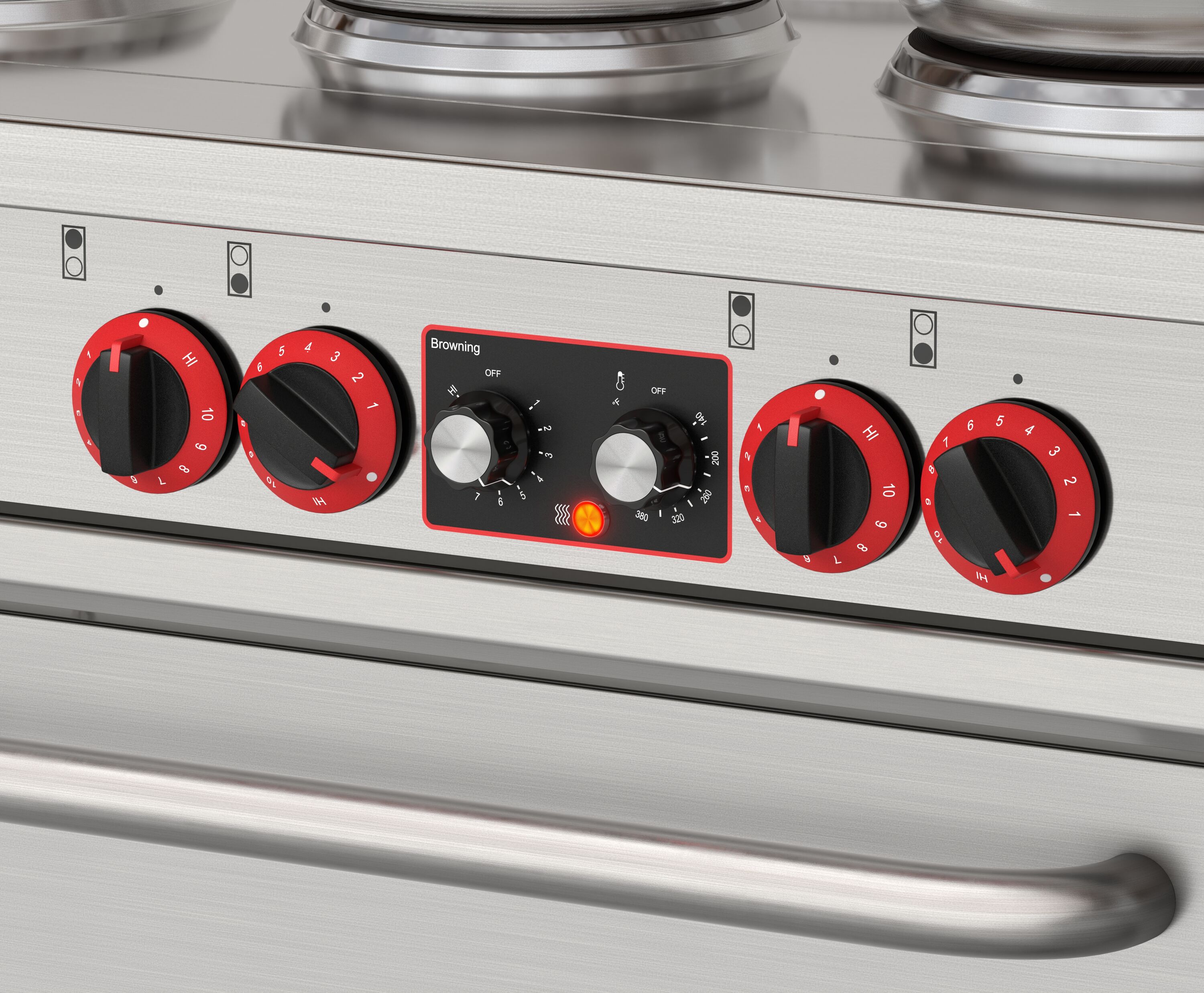 Estufa Eléctrica de Doble Horno de Pie con 10 Quemadores y Superficie de Bobina de 60 pulgadas y 5.55 pies cúbicos (Acero Inoxidable)