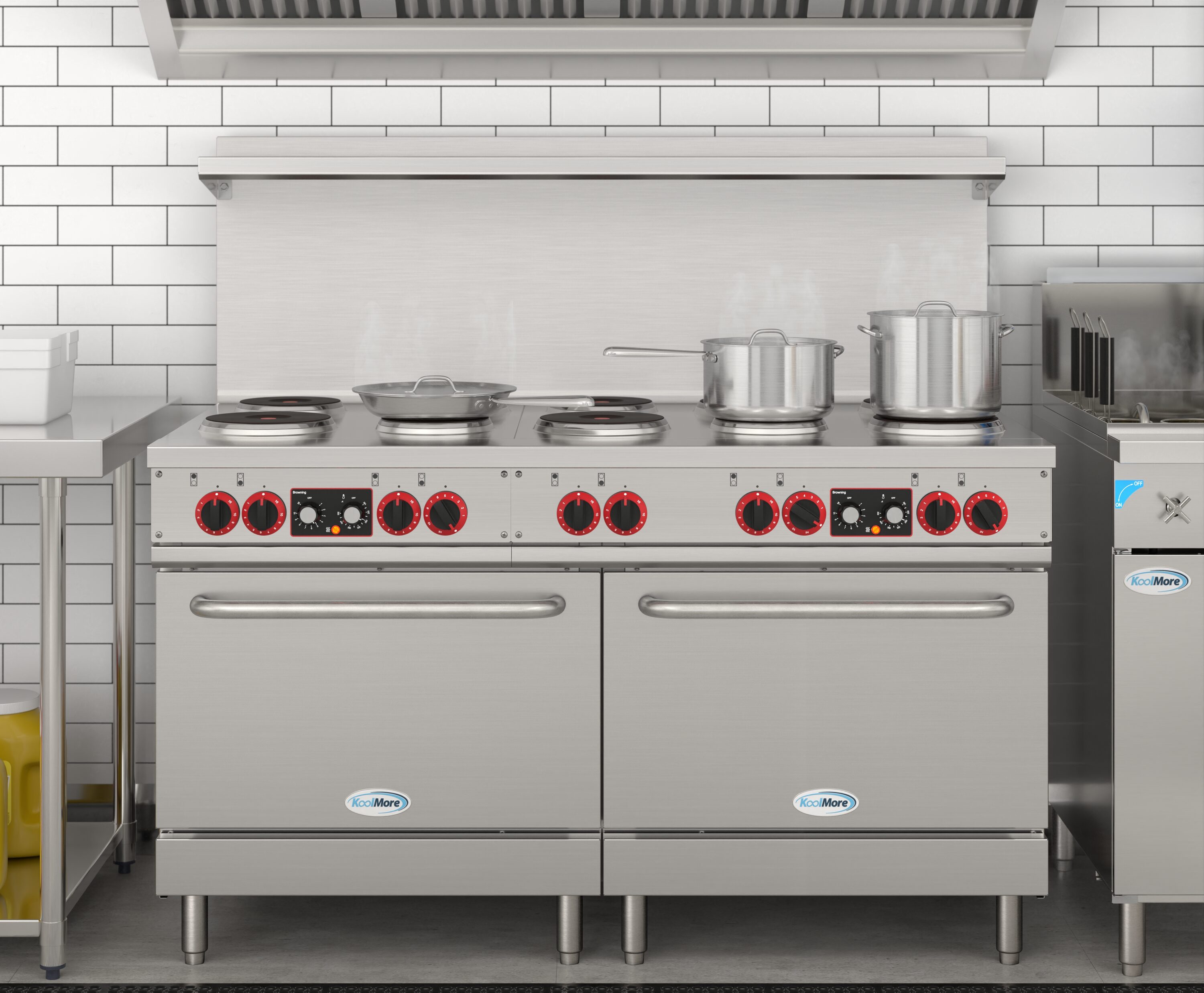 Estufa Eléctrica de Doble Horno de Pie con 10 Quemadores y Superficie de Bobina de 60 pulgadas y 5.55 pies cúbicos (Acero Inoxidable)