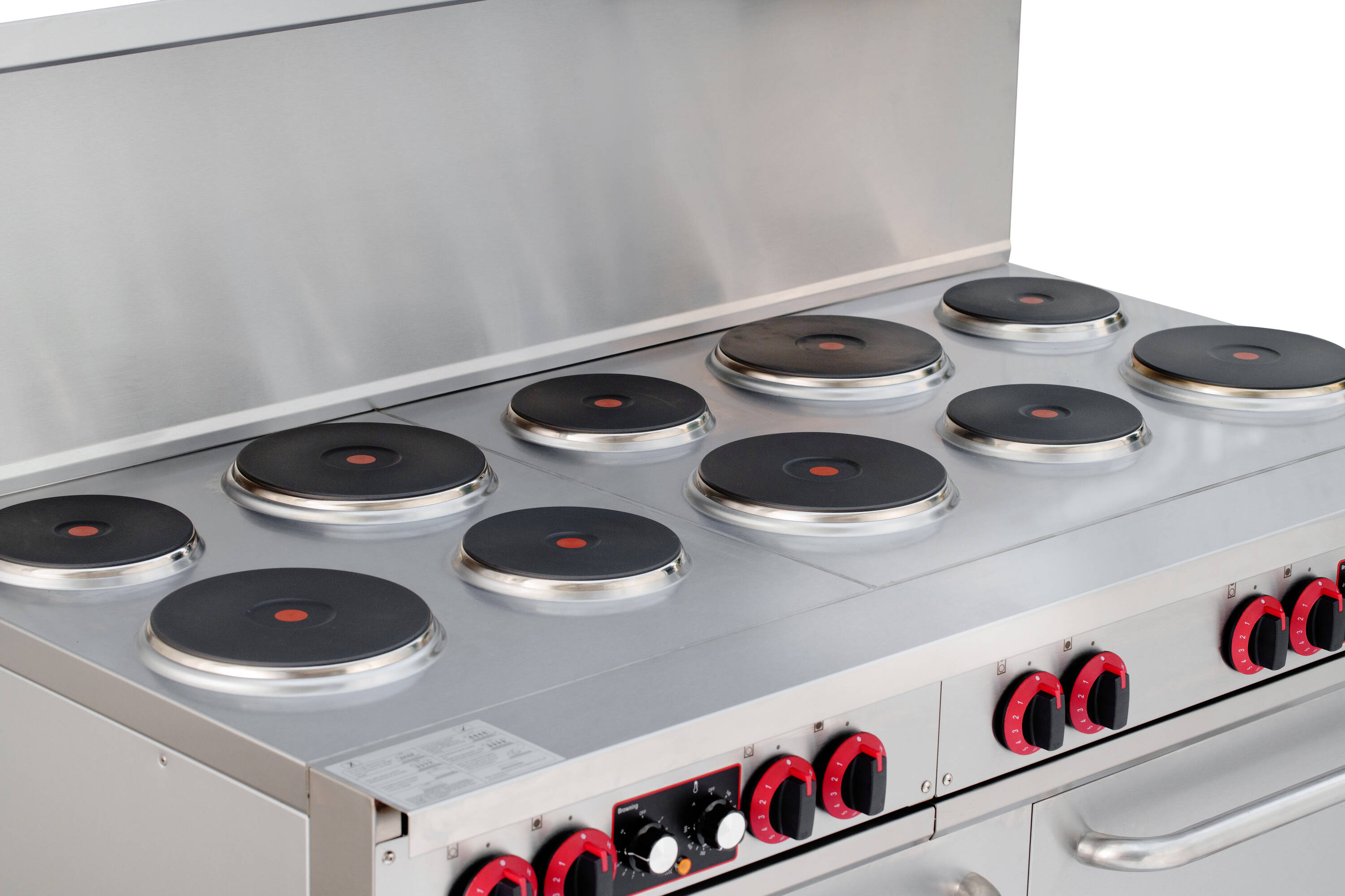 Estufa Eléctrica de Doble Horno de Pie con 10 Quemadores y Superficie de Bobina de 60 pulgadas y 5.55 pies cúbicos (Acero Inoxidable)
