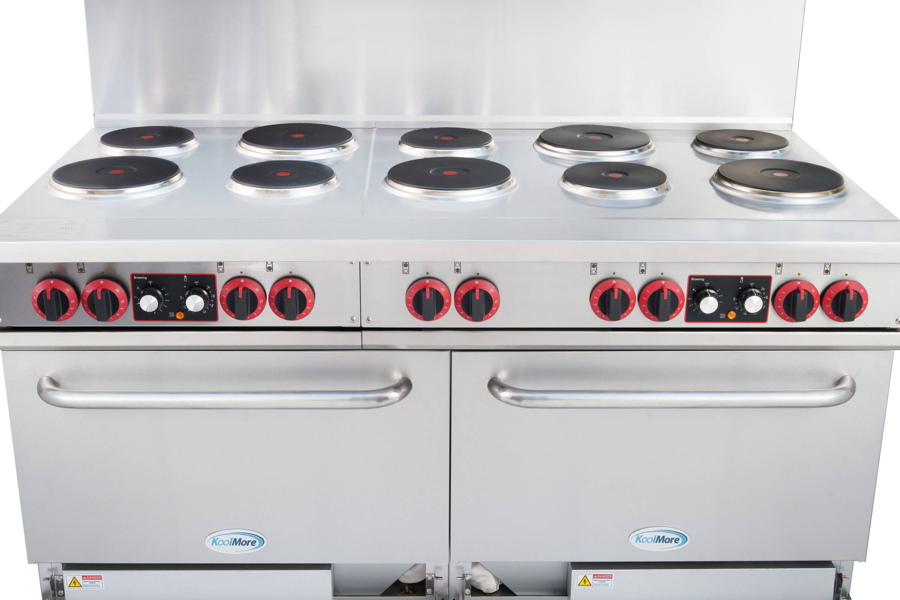 Estufa Eléctrica de Doble Horno de Pie con 10 Quemadores y Superficie de Bobina de 60 pulgadas y 5.55 pies cúbicos (Acero Inoxidable)