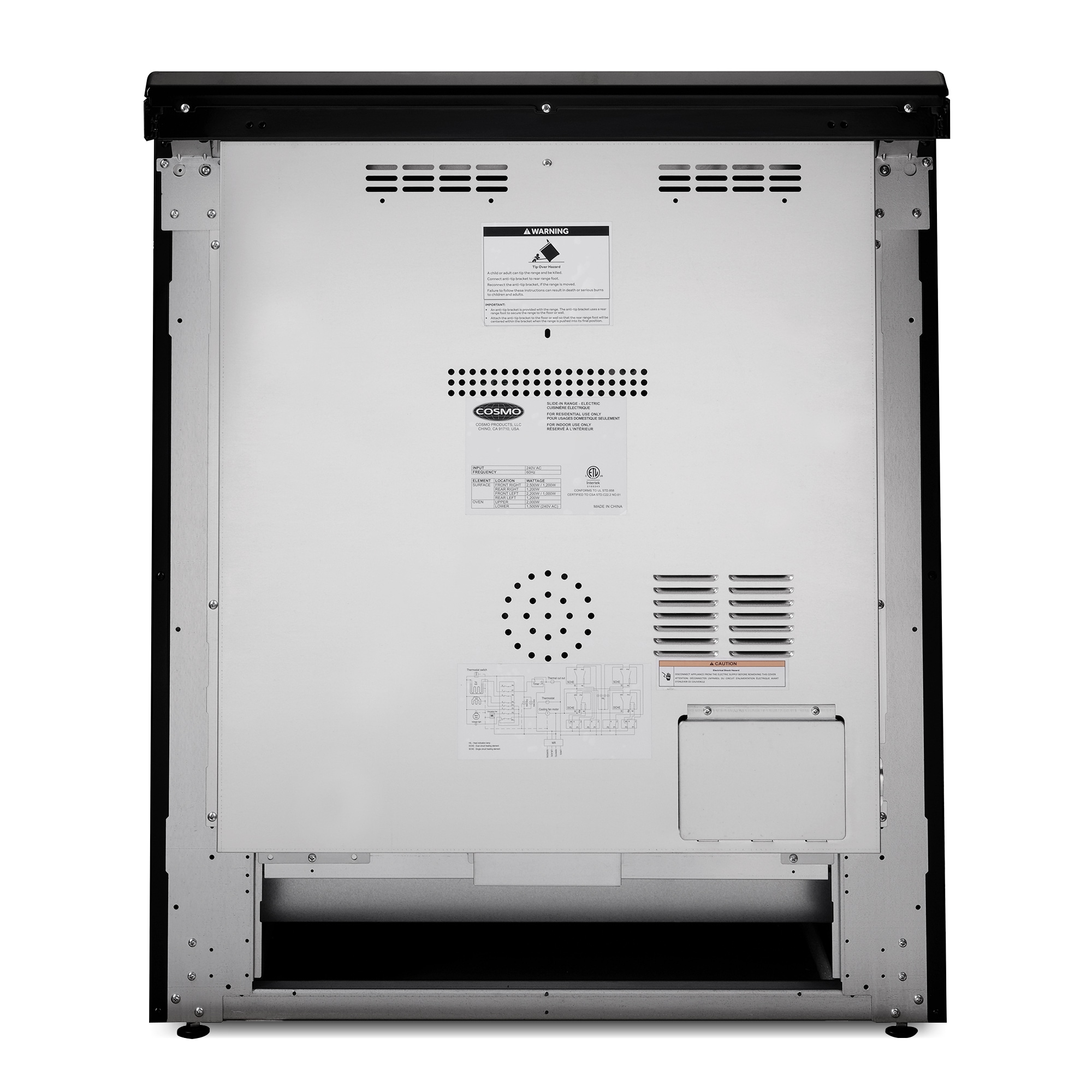 Estufa eléctrica deslizable con horno de convección de 5 pies cúbicos, 4 quemadores y cubierta de vidrio de 30 pulgadas (acero inoxidable)