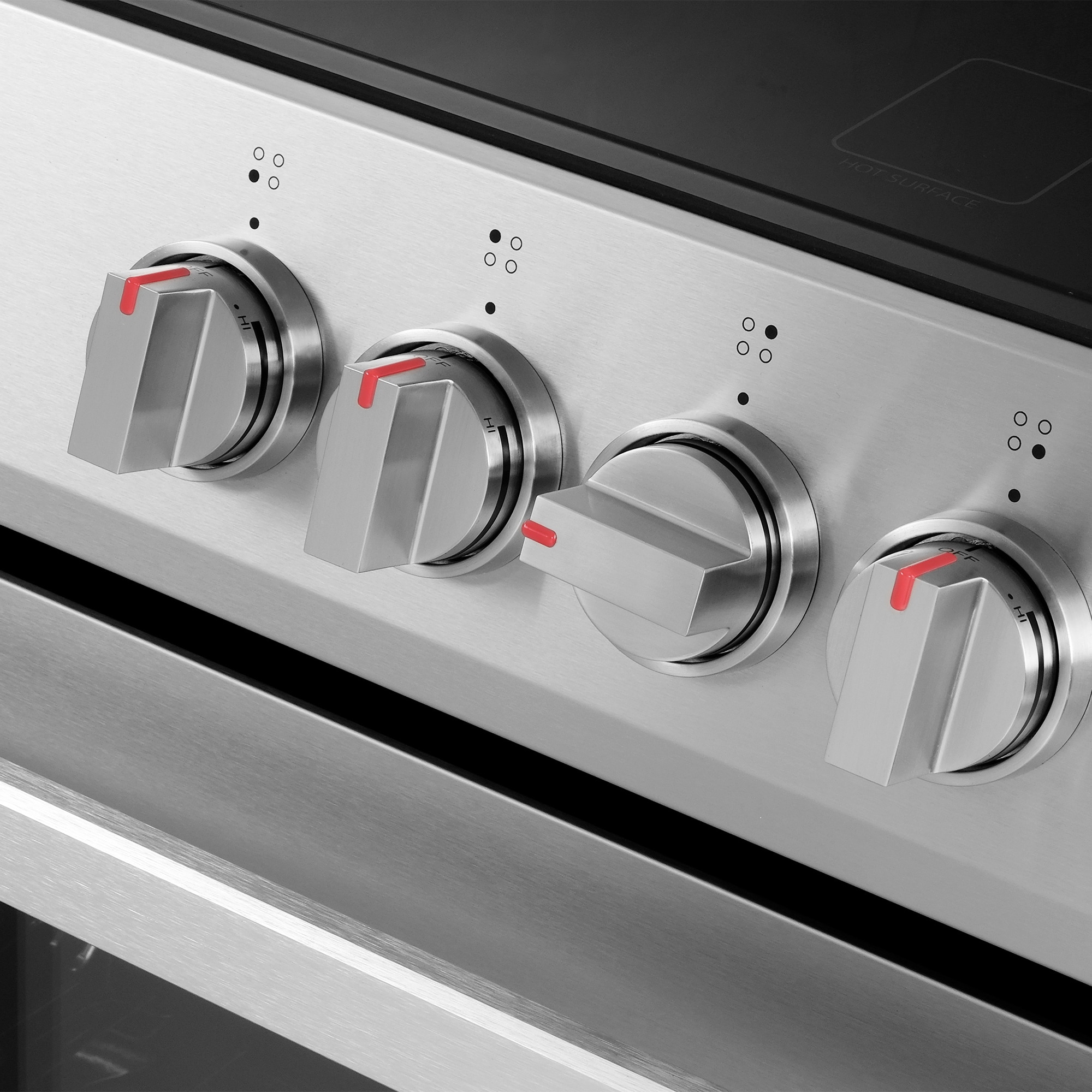 Estufa eléctrica deslizable con horno de convección de 5 pies cúbicos, 4 quemadores y cubierta de vidrio de 30 pulgadas (acero inoxidable)