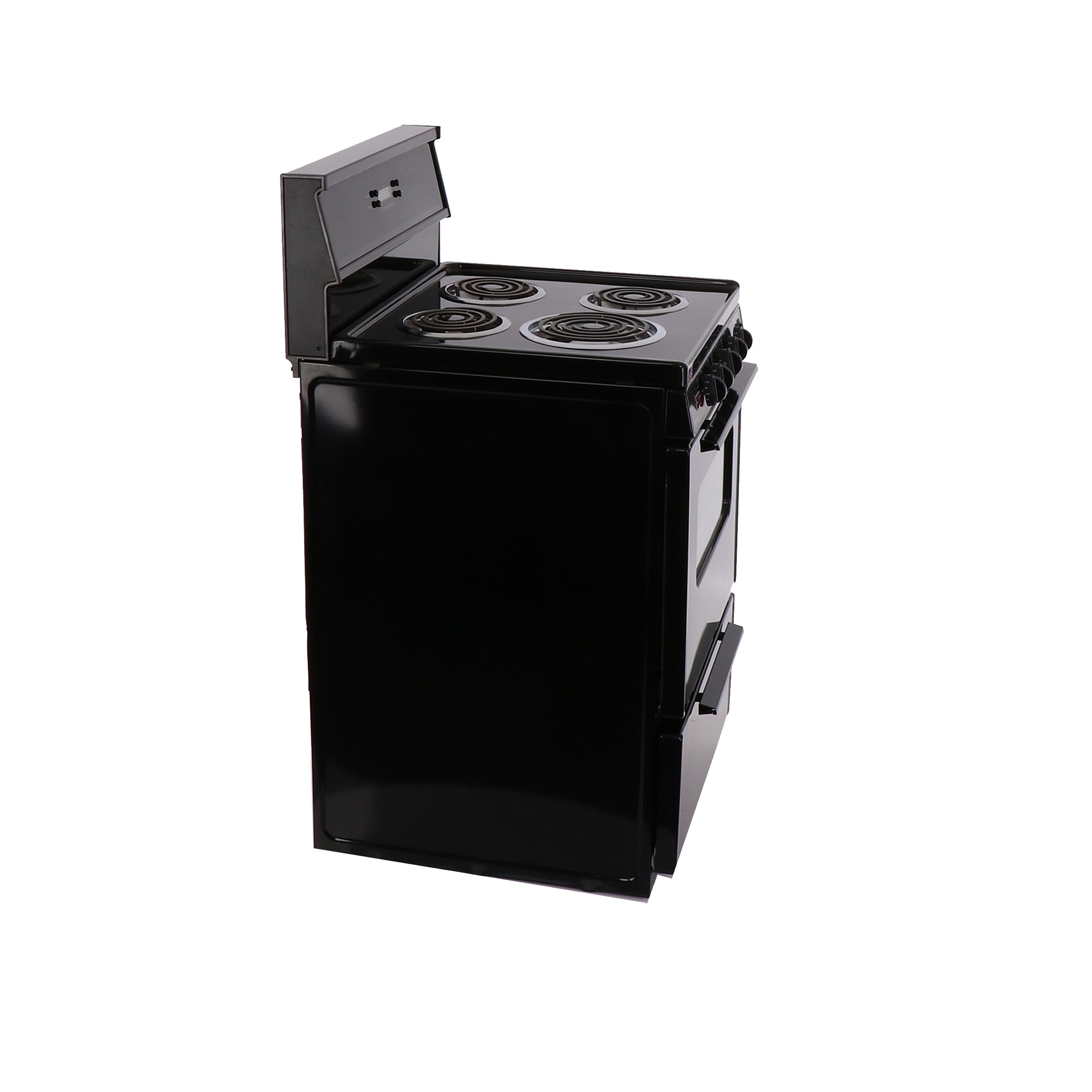 Estufa eléctrica independiente de 24 pulgadas con 4 quemadores y horno de 2.9 pies cúbicos en color negro