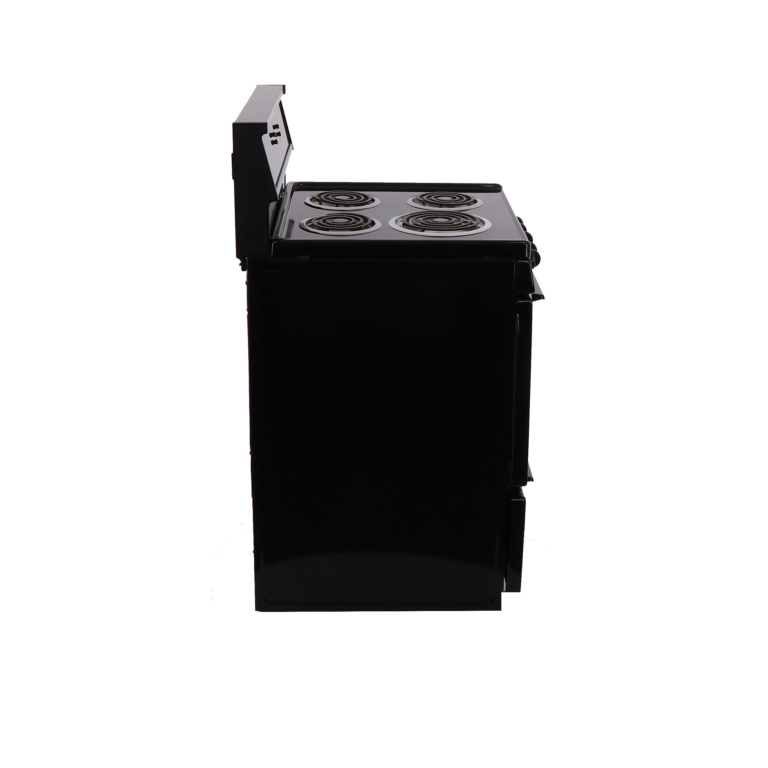 Estufa eléctrica independiente de 24 pulgadas con 4 quemadores y horno de 2.9 pies cúbicos en color negro