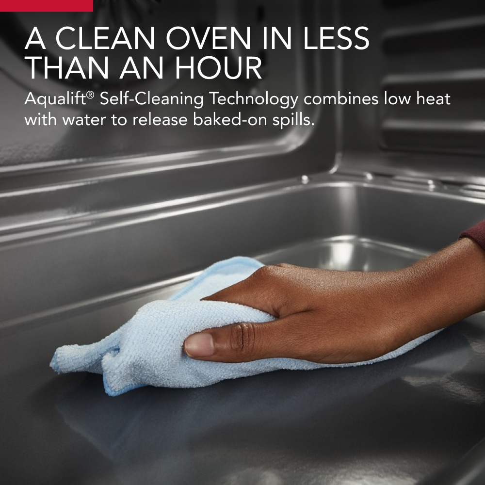 Estufa eléctrica de empotrar con superficie de vidrio, 5 quemadores y horno de convección de 6.4 pies cúbicos de KitchenAid 30 pulgadas (Acero inoxidable)