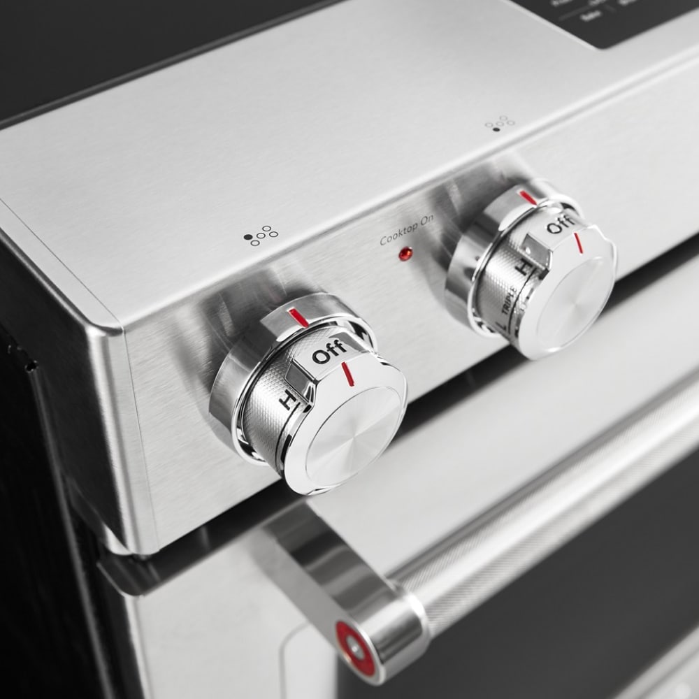 Estufa eléctrica de empotrar con superficie de vidrio, 5 quemadores y horno de convección de 6.4 pies cúbicos de KitchenAid 30 pulgadas (Acero inoxidable)