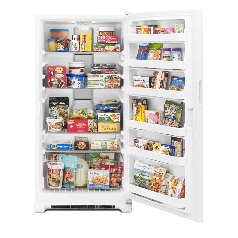 Congelador vertical sin escarcha de 19.65 pies cúbicos de congelación rápida de Whirlpool (blanco)
