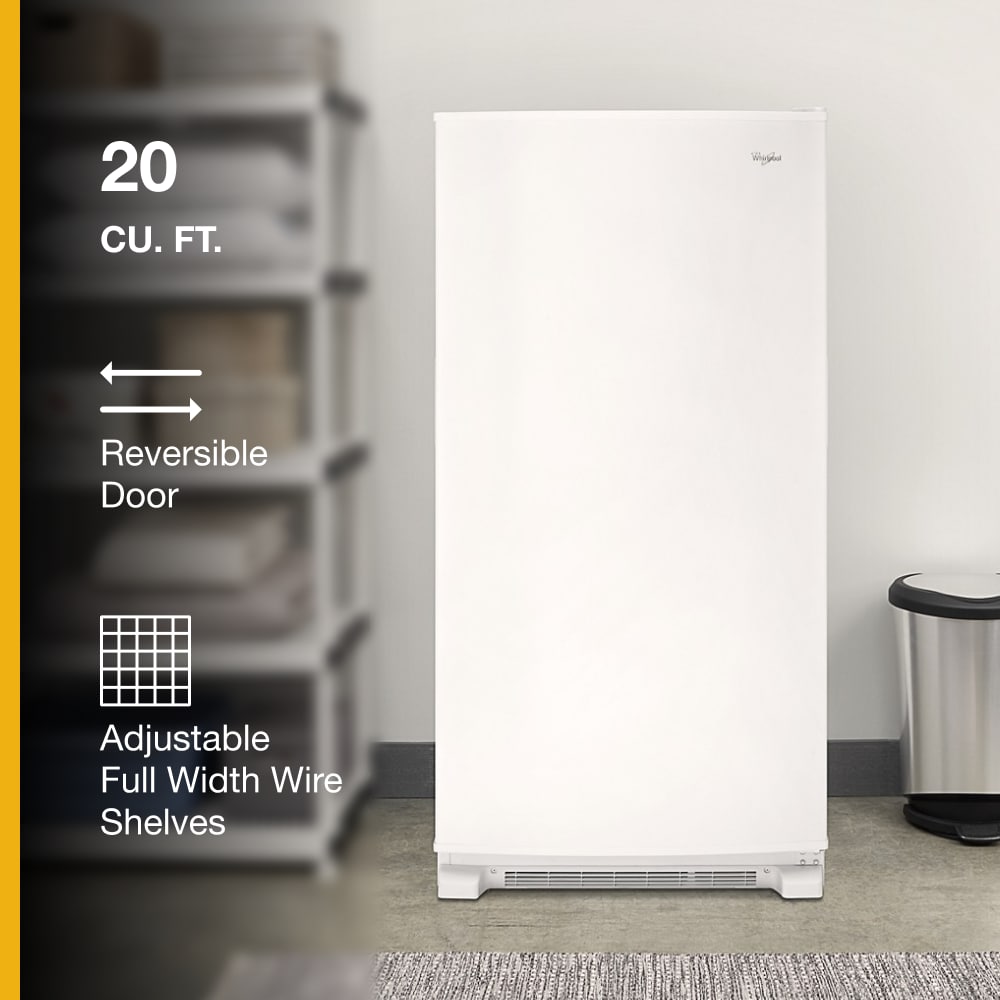 Congelador vertical sin escarcha de 19.65 pies cúbicos de congelación rápida de Whirlpool (blanco)
